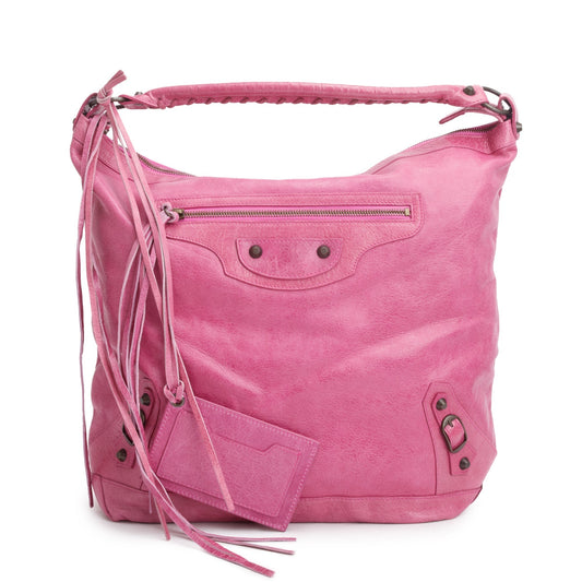 Balenciaga Agneau Classic Day Hobo Bag Leather Pink Travel Bag