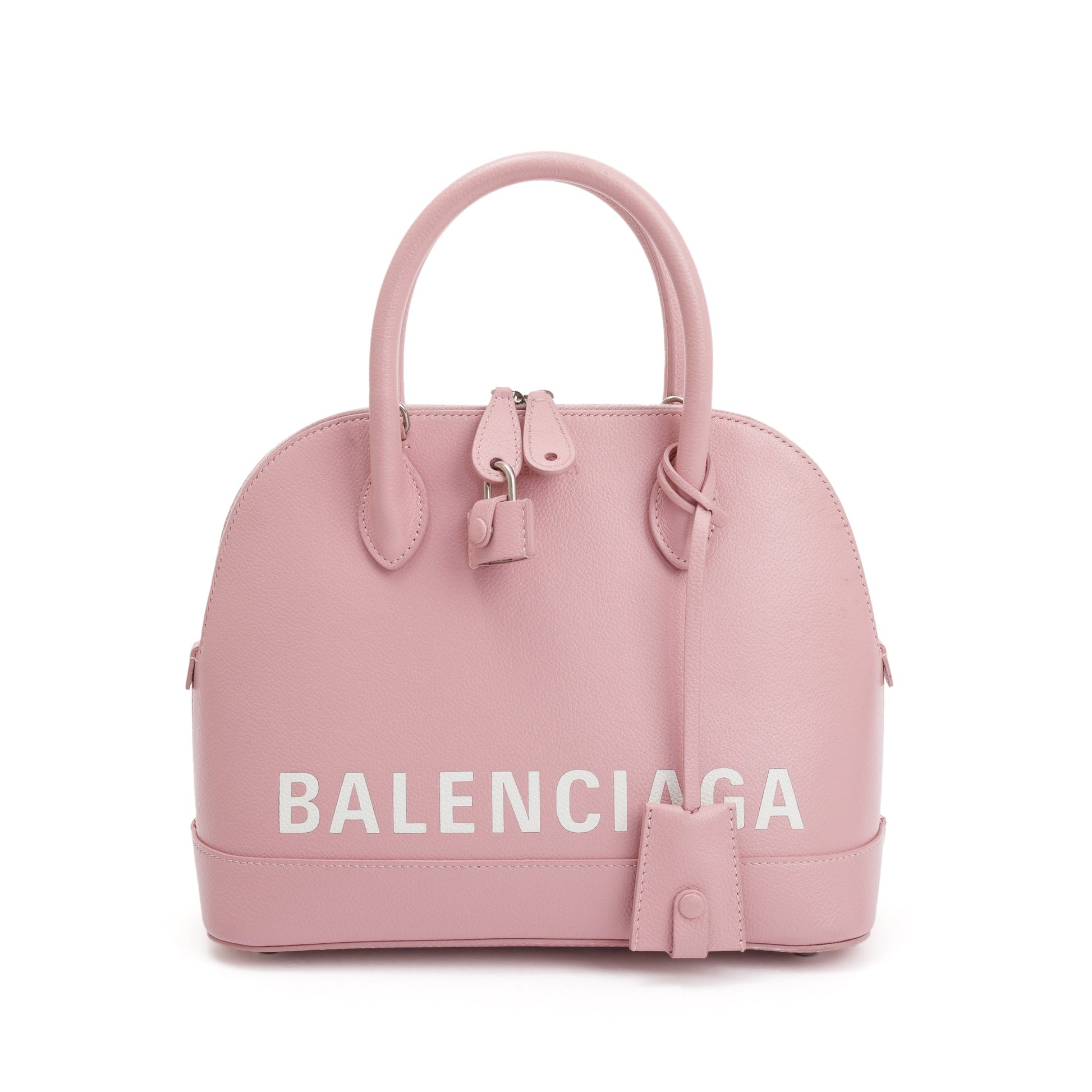 Balenciaga Grained Calfskin Ville Top Handle Bag Leather Pink Travel Bag