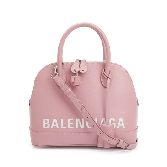 Balenciaga Grained Calfskin Ville Top Handle Bag Leather Pink Travel Bag