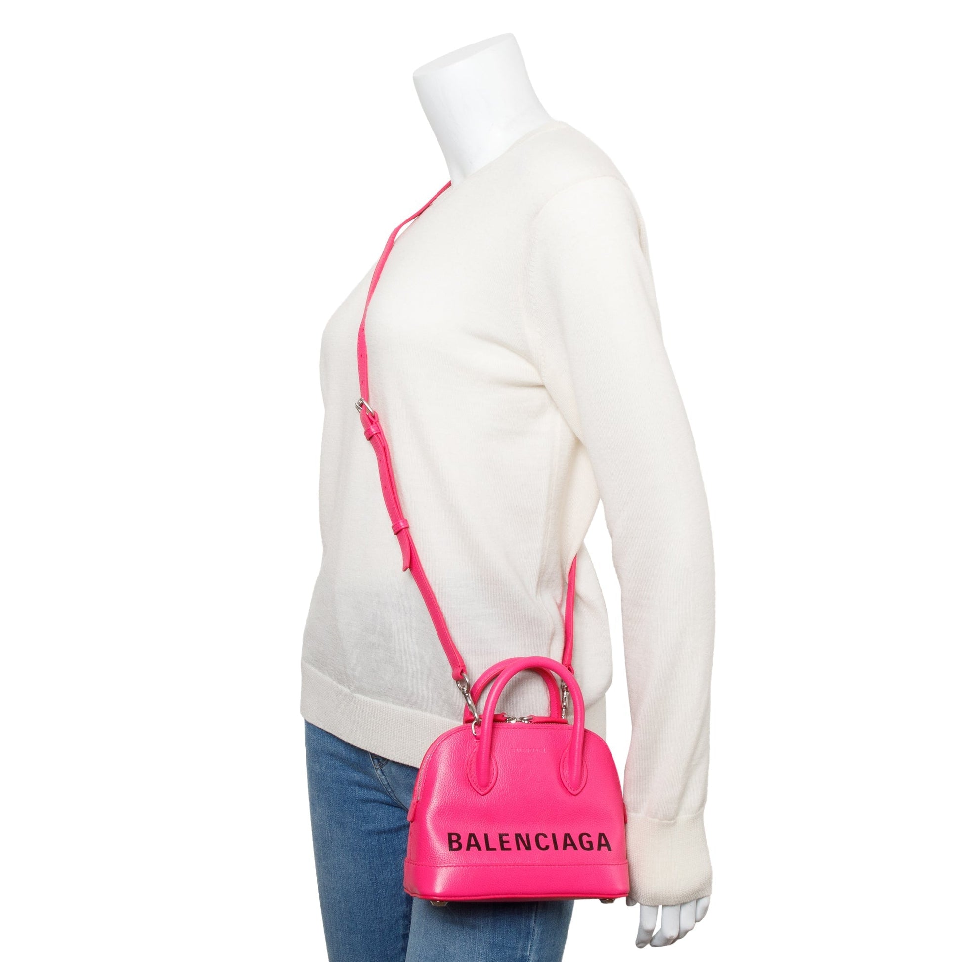 Balenciaga Grained Calfskin Xxs Ville Top Handle Bag Leather Pink Travel Bag