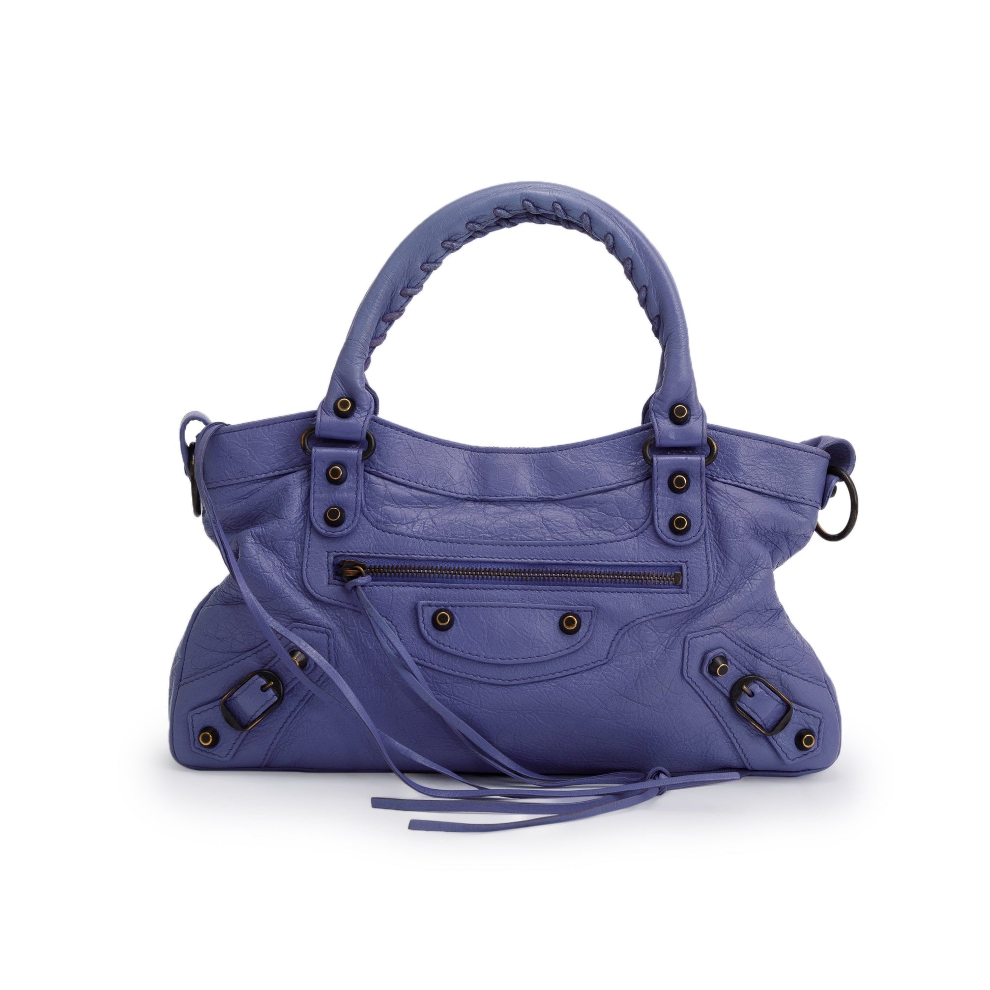 Balenciaga Purple Arena Motocross Classic First Bag Leather Travel Bag