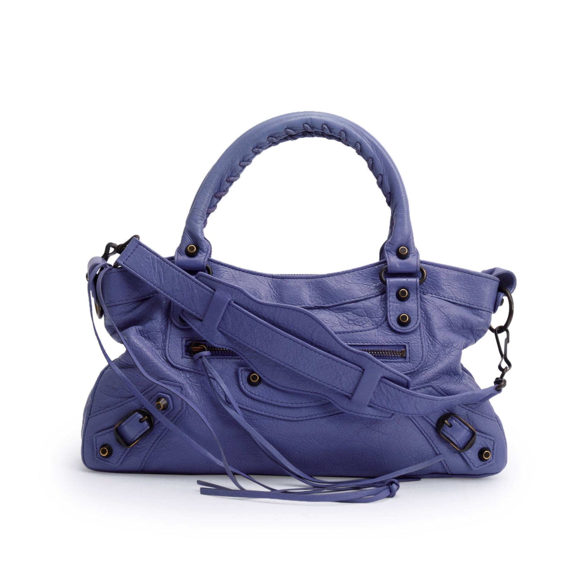 Balenciaga Purple Arena Motocross Classic First Bag Leather Travel Bag