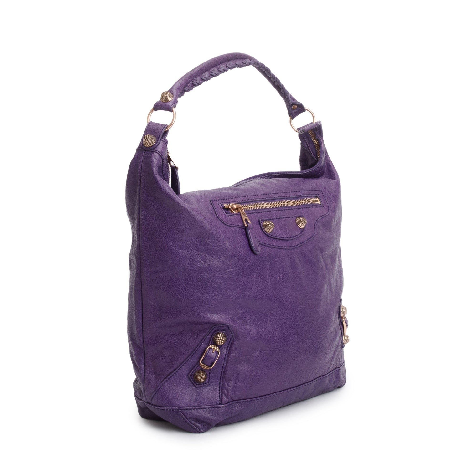 Balenciaga Purple Cassis Agneau Giant Day Bag Leather Travel Bag