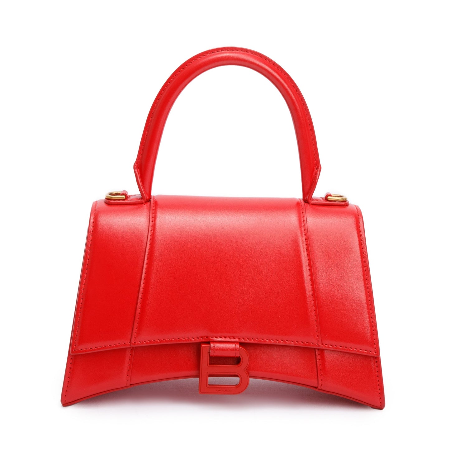 Balenciaga Smooth Hourglass Top Handle Bag Leather Red Travel Bag