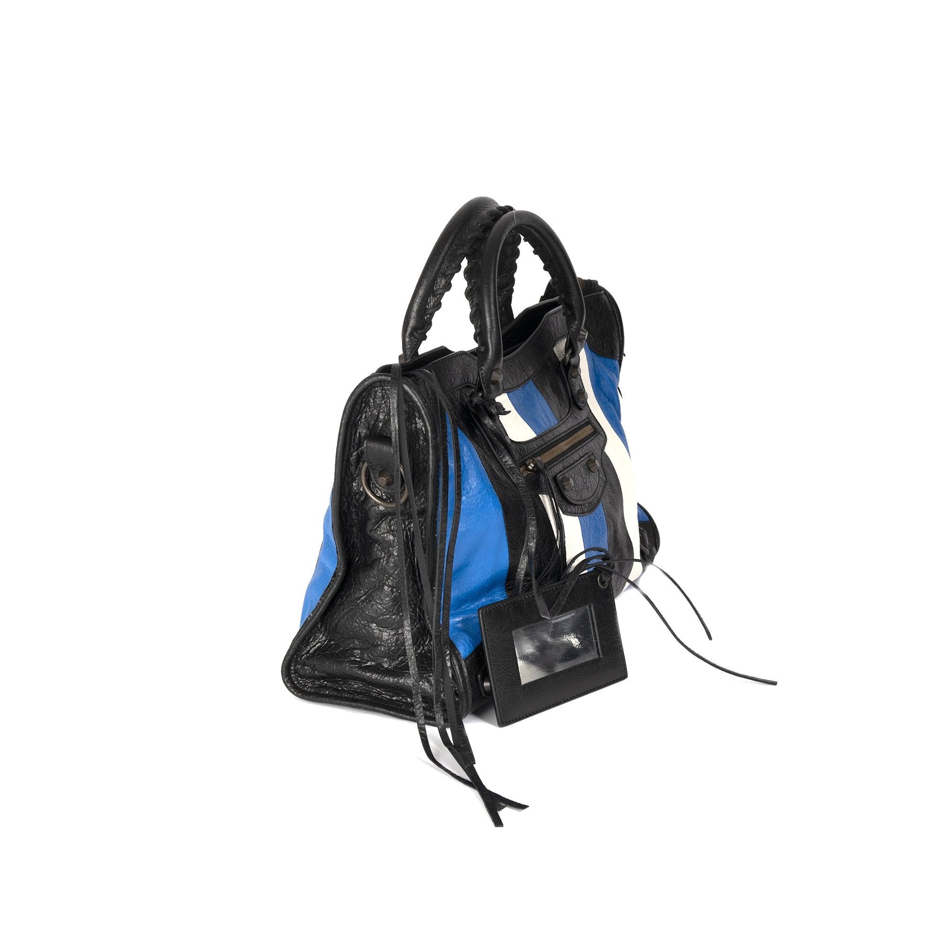Balenciaga Striped Motocross Classic City Bag Travel Bag