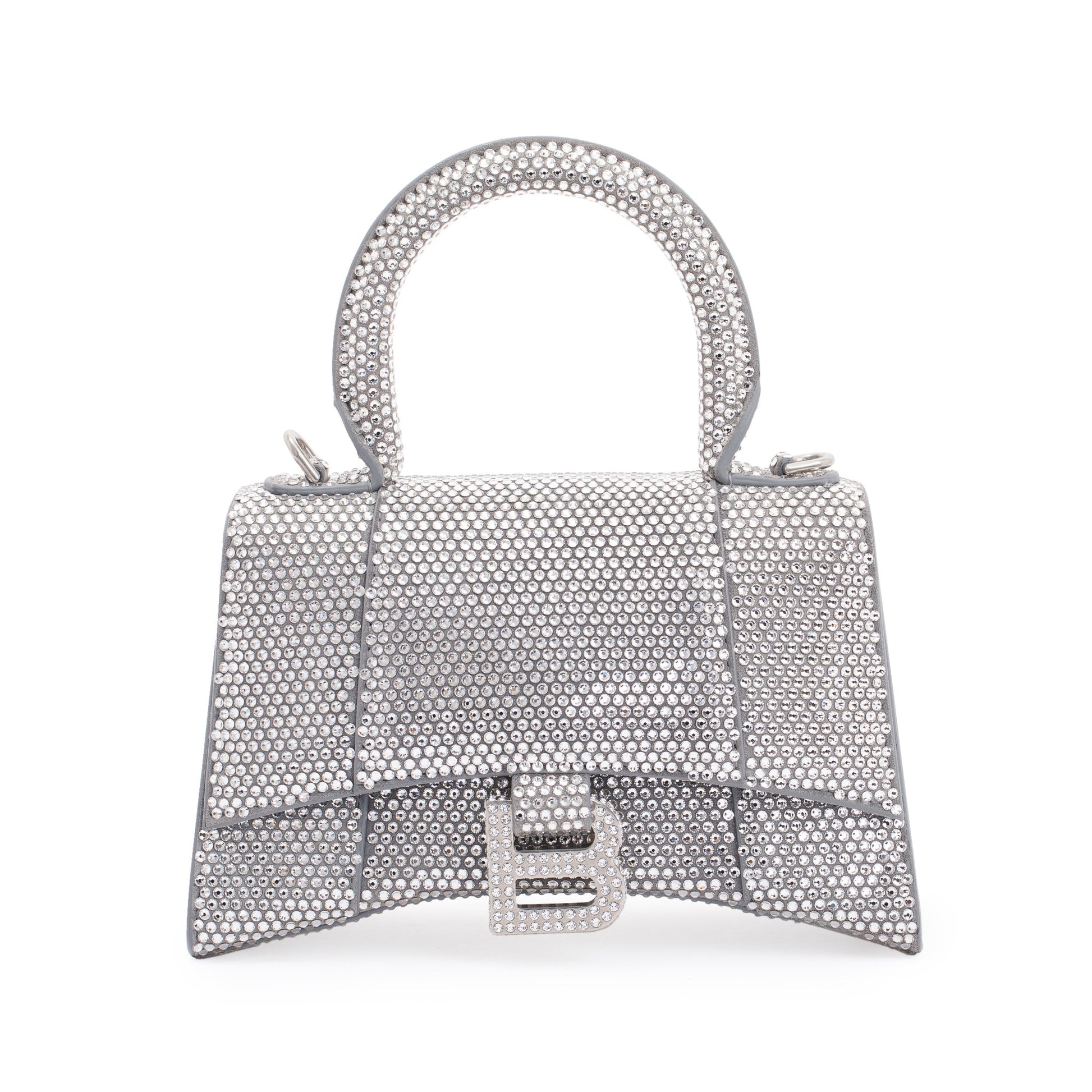 Balenciaga Rhinestone Hourglass Xs Top Handle Bag Suede Travel Bag
