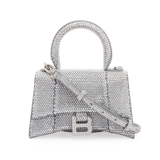Balenciaga Rhinestone Hourglass Xs Top Handle Bag Suede Travel Bag