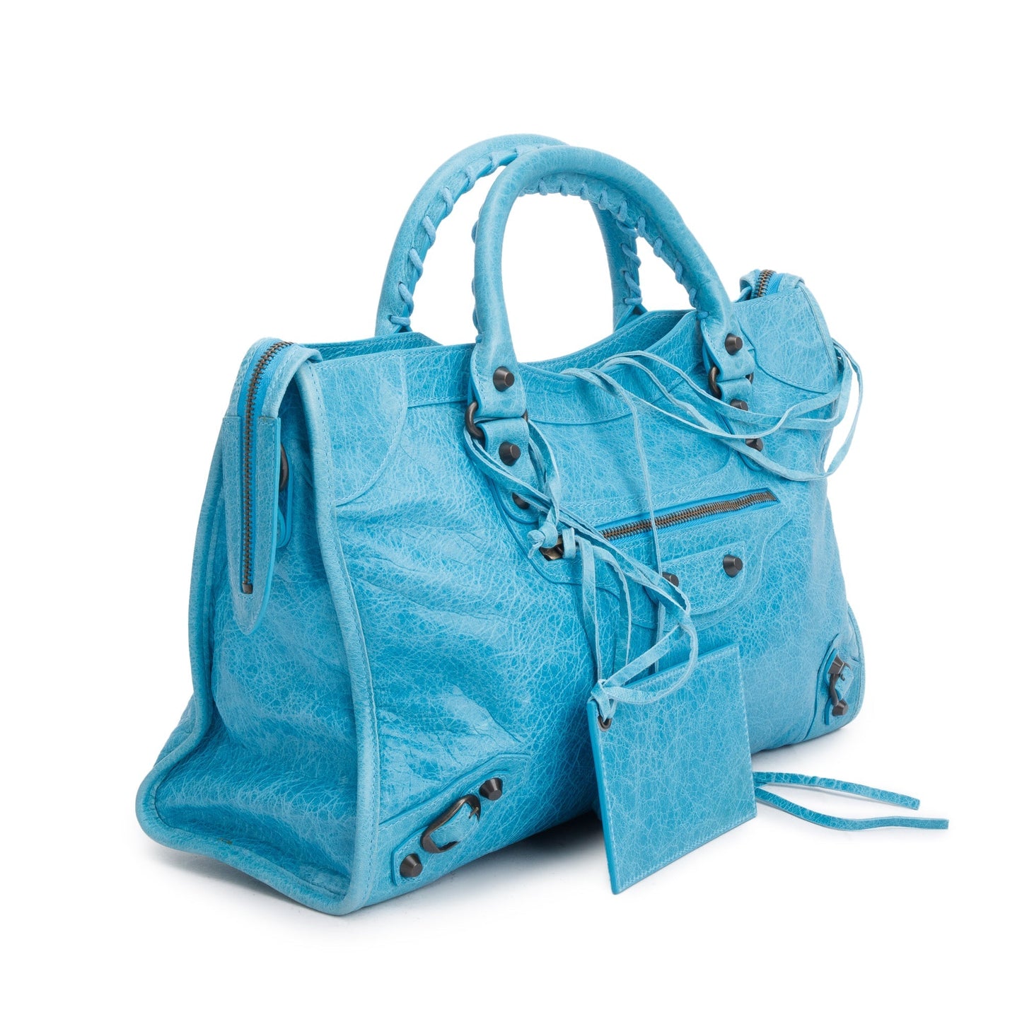 Balenciaga Teal Agneau Motocross Classic City Bag Leather Travel Bag