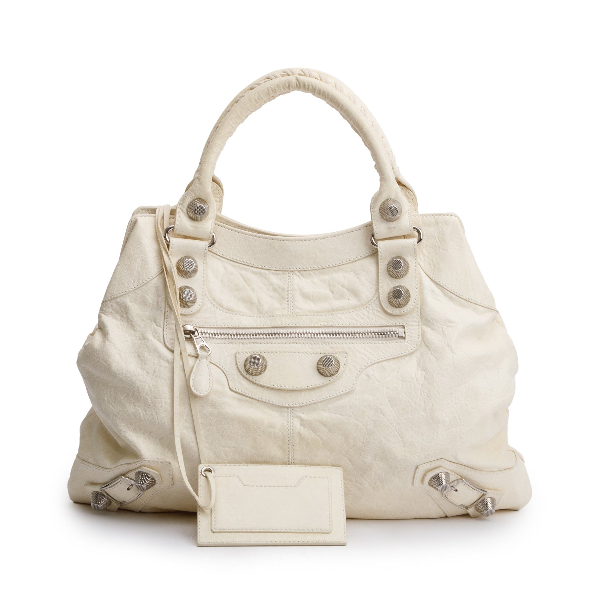Balenciaga Agneau Giant Brief Tote Leather White Tote Bag