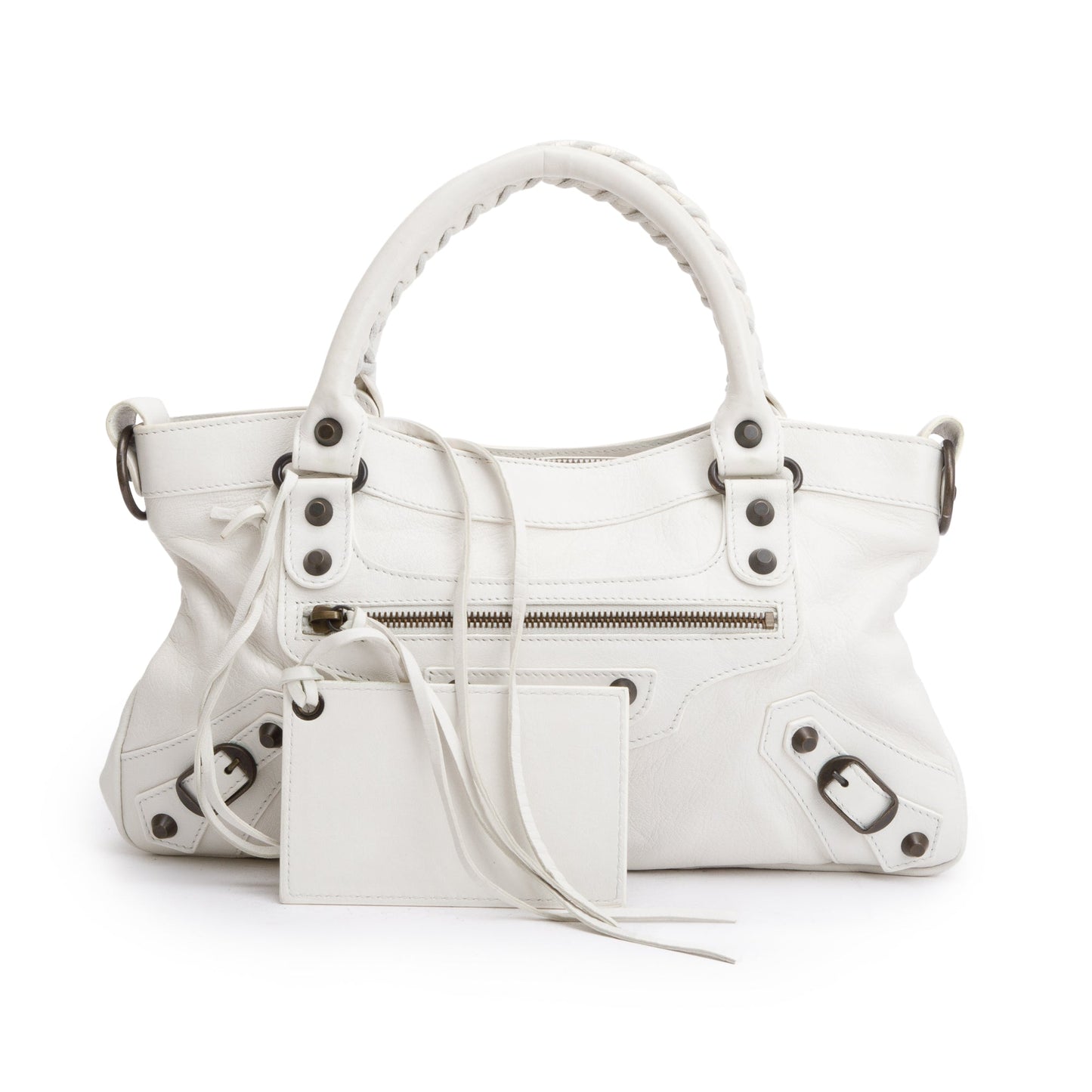 Balenciaga Arena Motocross Classic First Bag Leather White Travel Bag