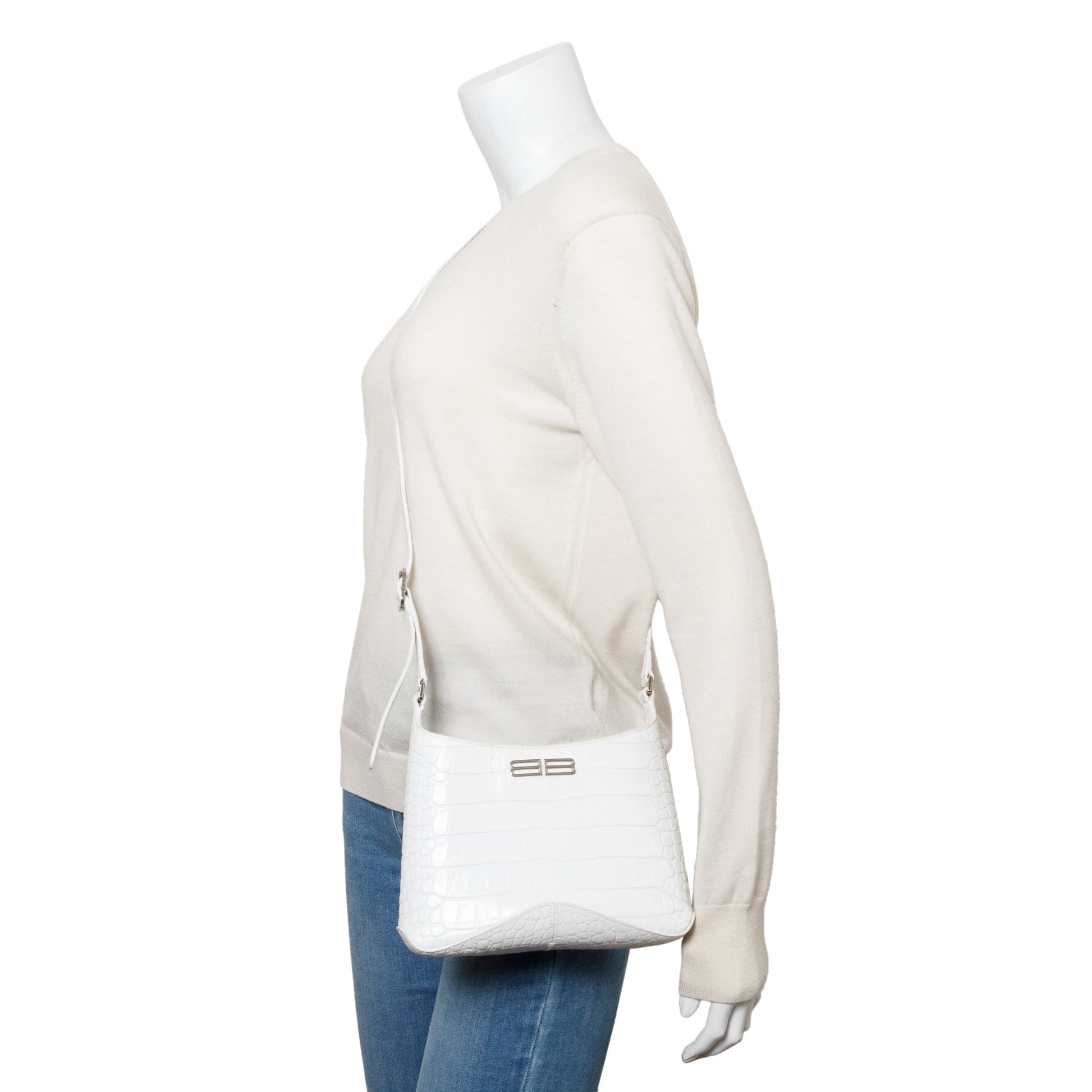 Balenciaga Croc Embossed Xx Hobo Bag Leather White Travel Bag