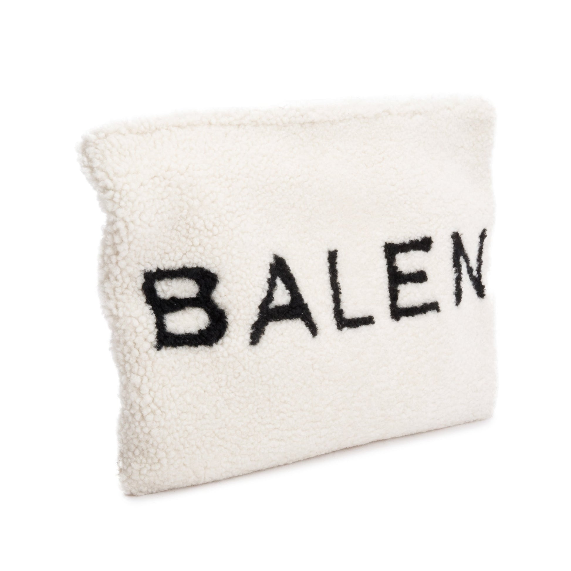 Balenciaga Shearling Pouch Travel Bag White Logo