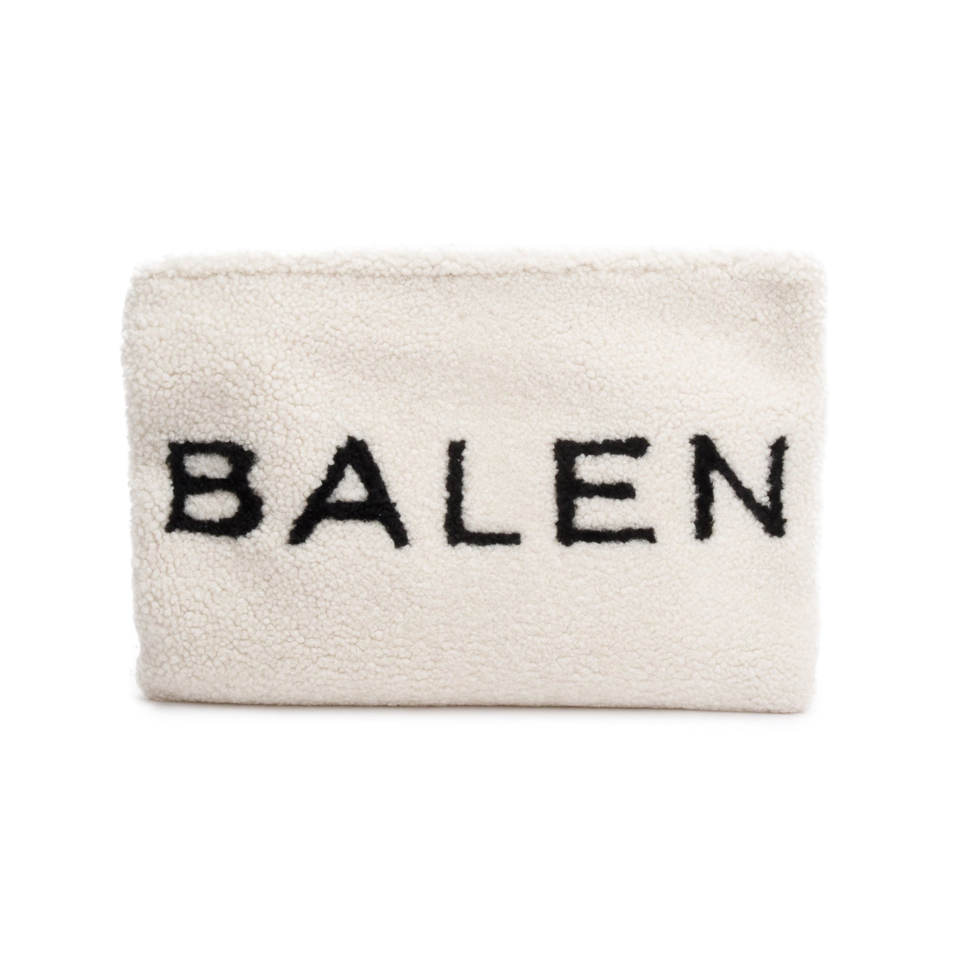 Balenciaga Shearling Pouch Travel Bag White Logo