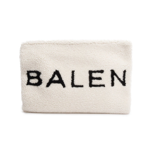 Balenciaga Shearling Pouch Travel Bag White Logo