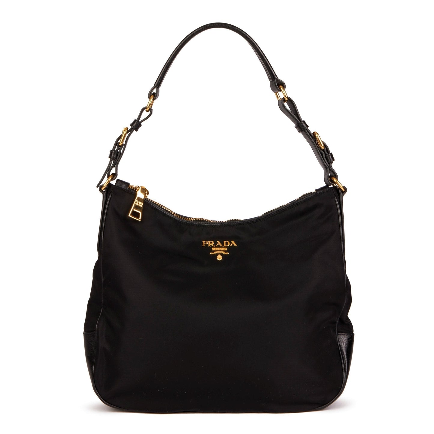 Prada Prada Black Nylon And Black Saffiano Leather Top Travel Bag