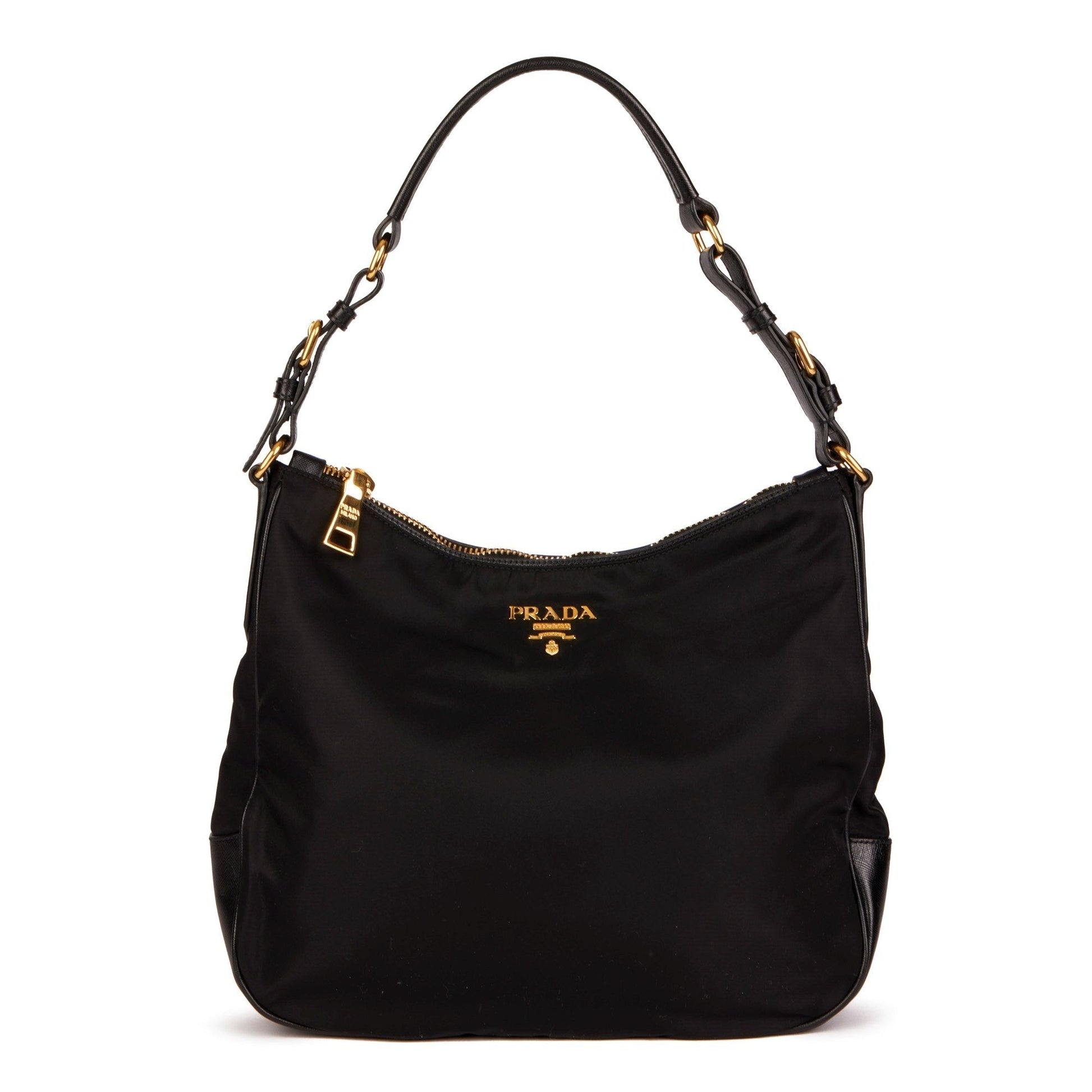 Prada Prada Black Nylon And Black Saffiano Leather Top Travel Bag