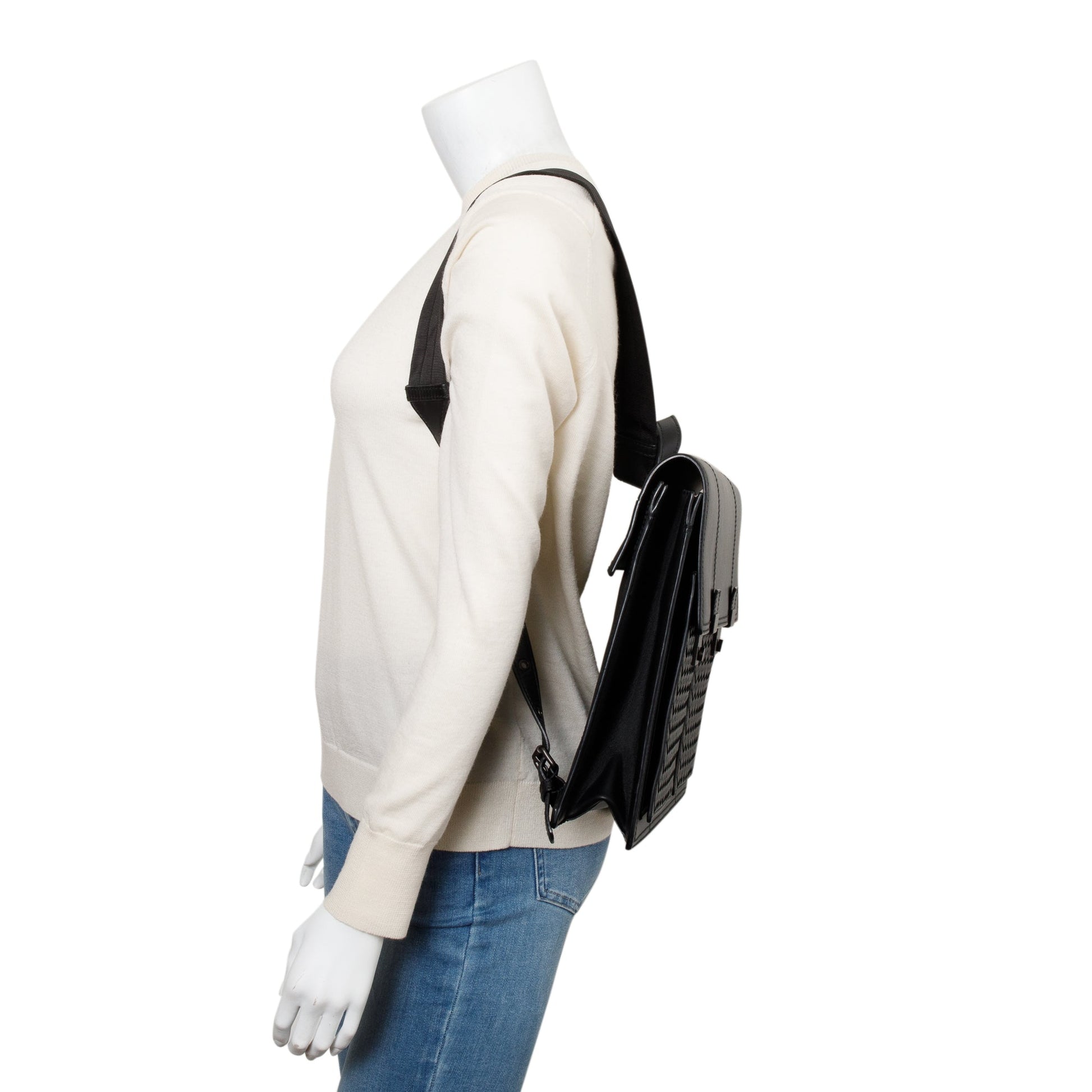 Bottega Veneta Intrecciato Briefcase Backpack Leather Black