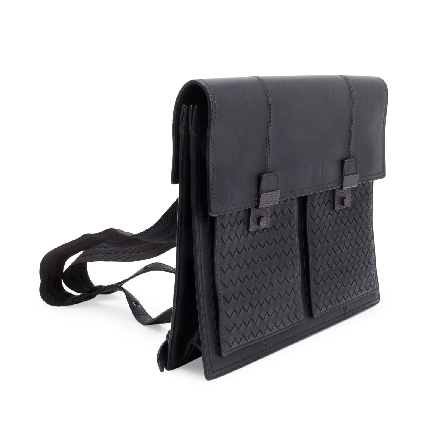 Bottega Veneta Intrecciato Briefcase Backpack Leather Black