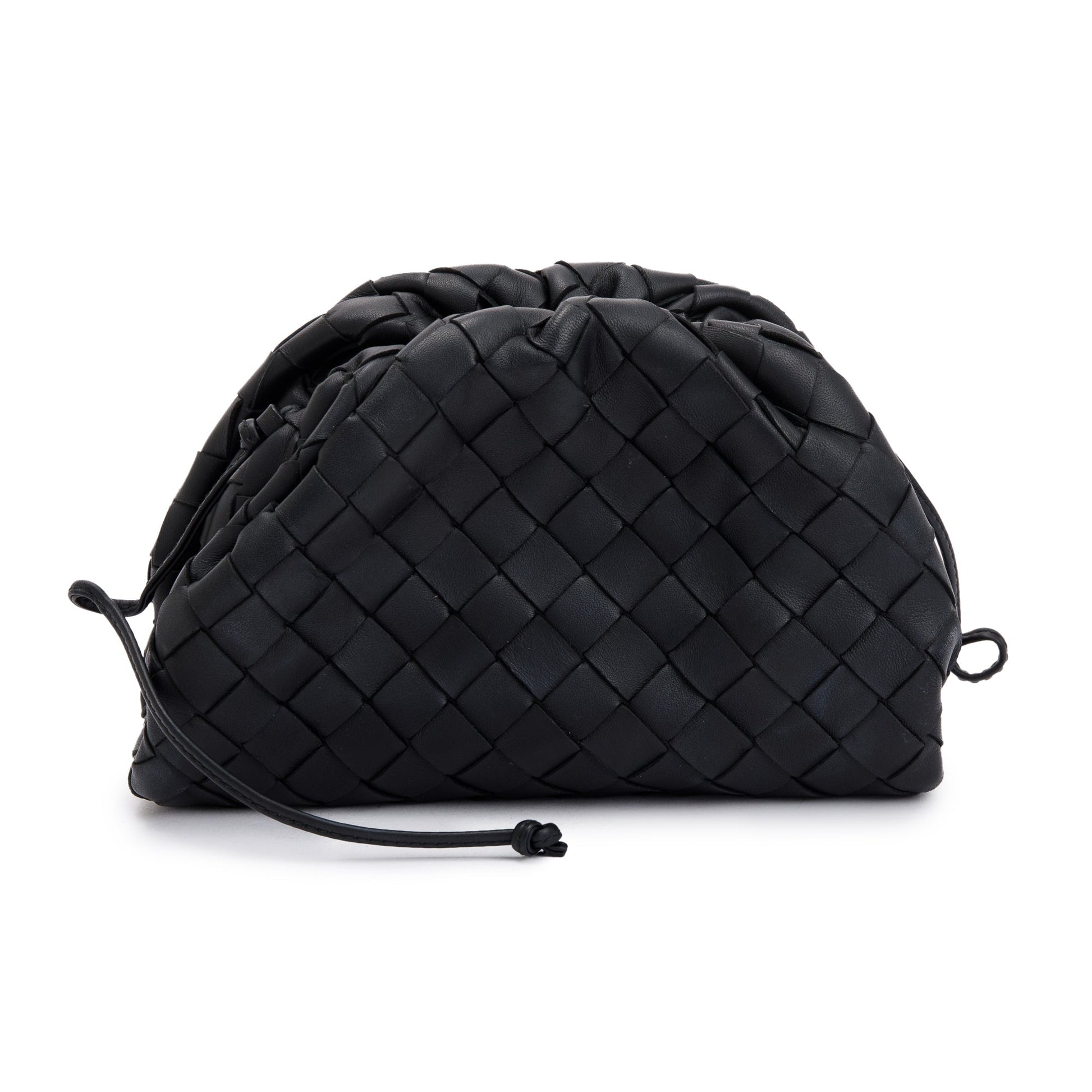 Bottega Veneta Intrecciato Pouch Travel Bag Leather Black