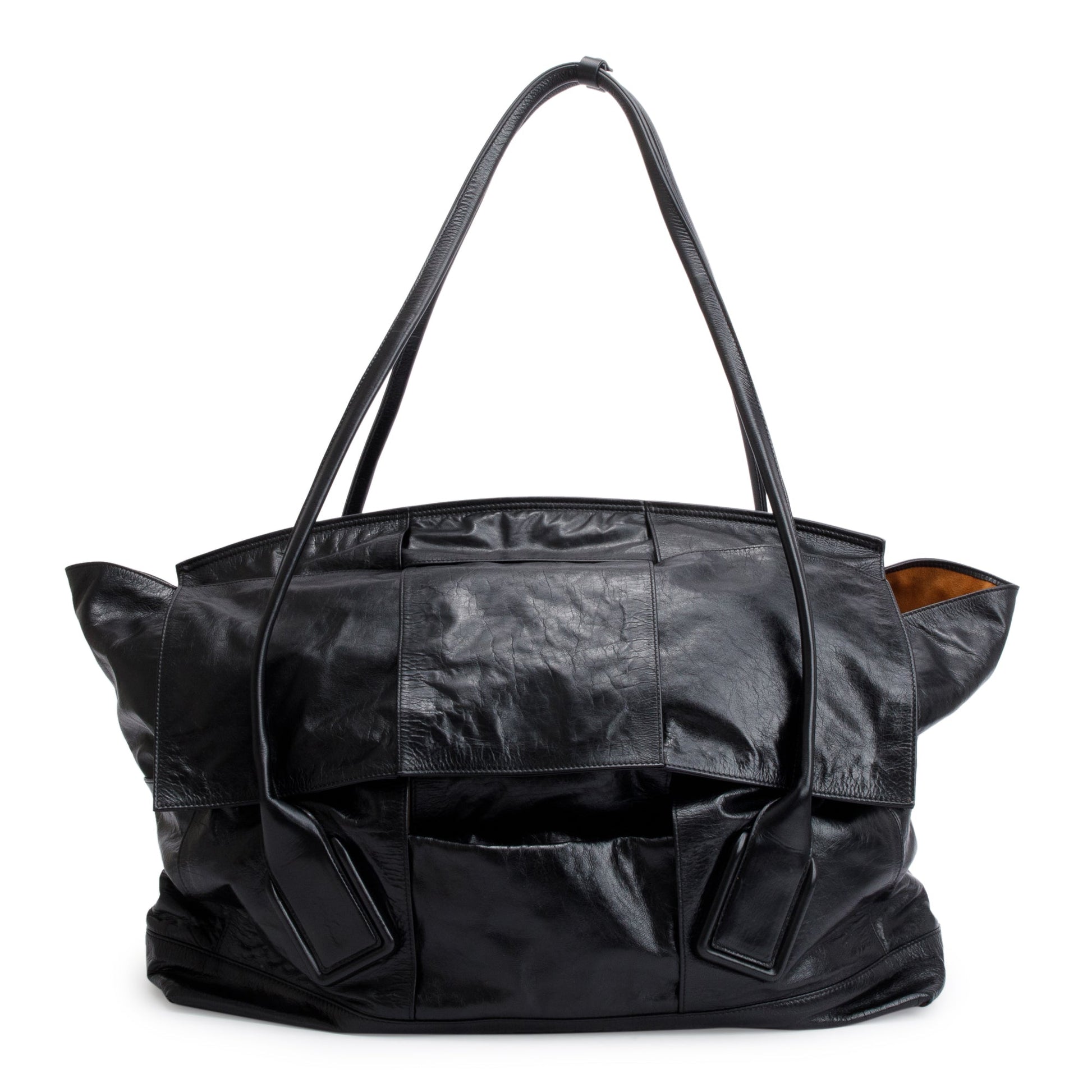Bottega Veneta Maxi Intrecciato Arco Slouch Bag Leather Black Travel Bag