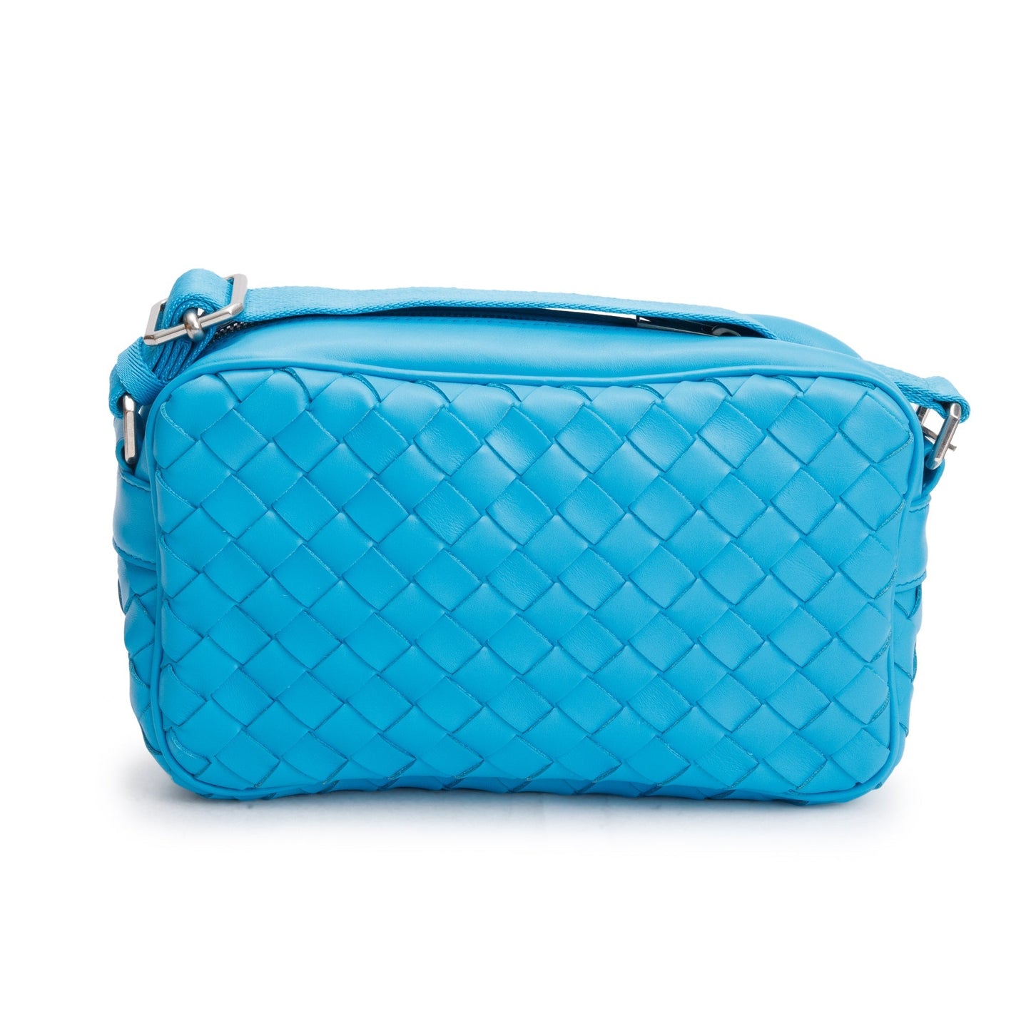 Bottega Veneta Intrecciato Camera Bag Leather Blue Travel Bag