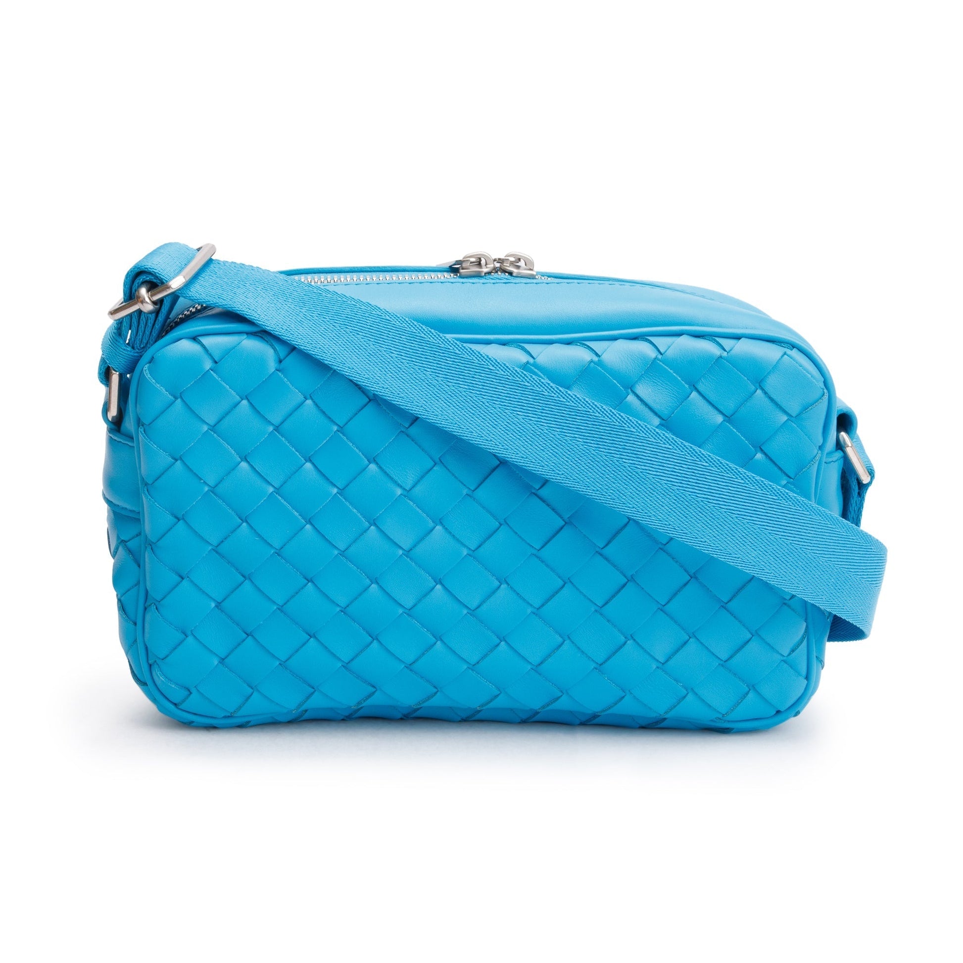 Bottega Veneta Intrecciato Camera Bag Leather Blue Travel Bag