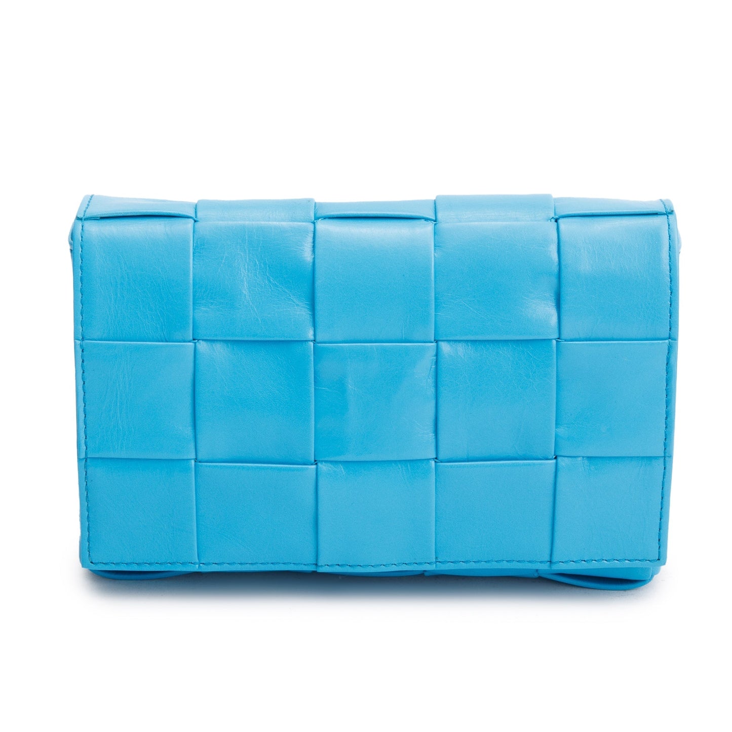 Bottega Veneta Intrecciato Cassette Bag Leather Blue Travel Bag