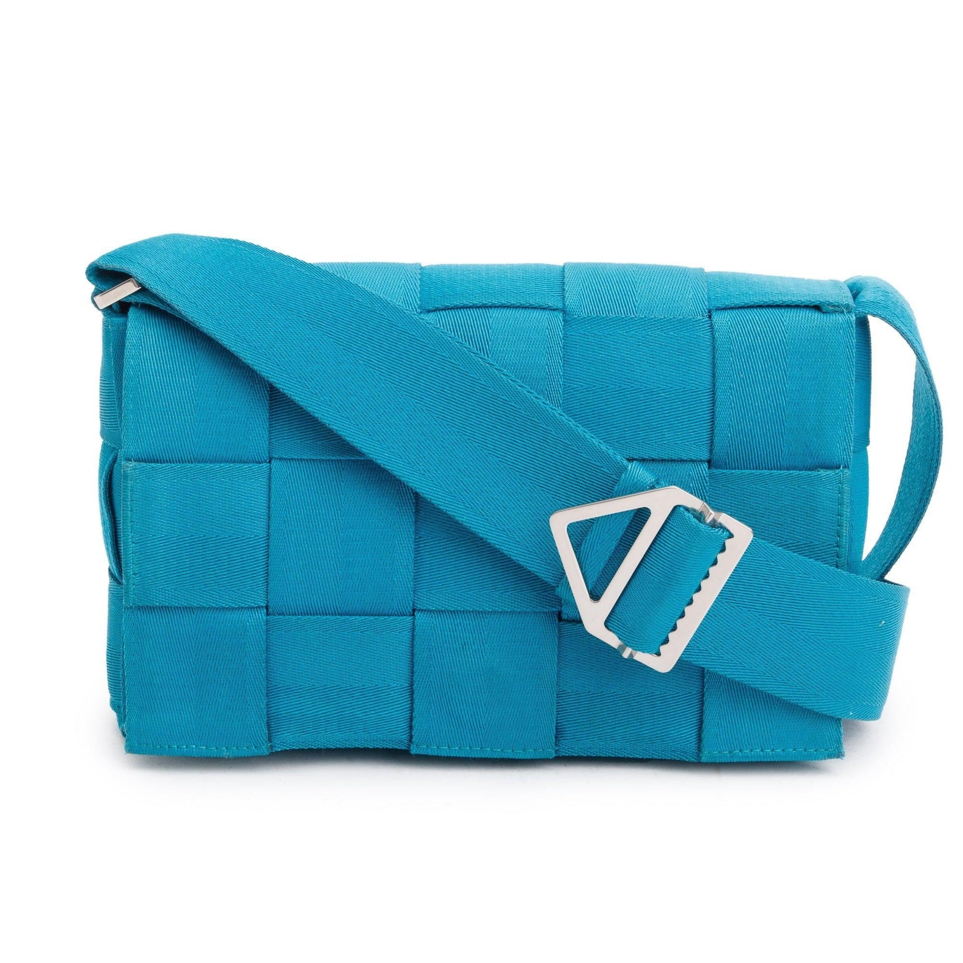 Bottega Veneta Webbing Intrecciato Cassette Bag Blue Travel Bag