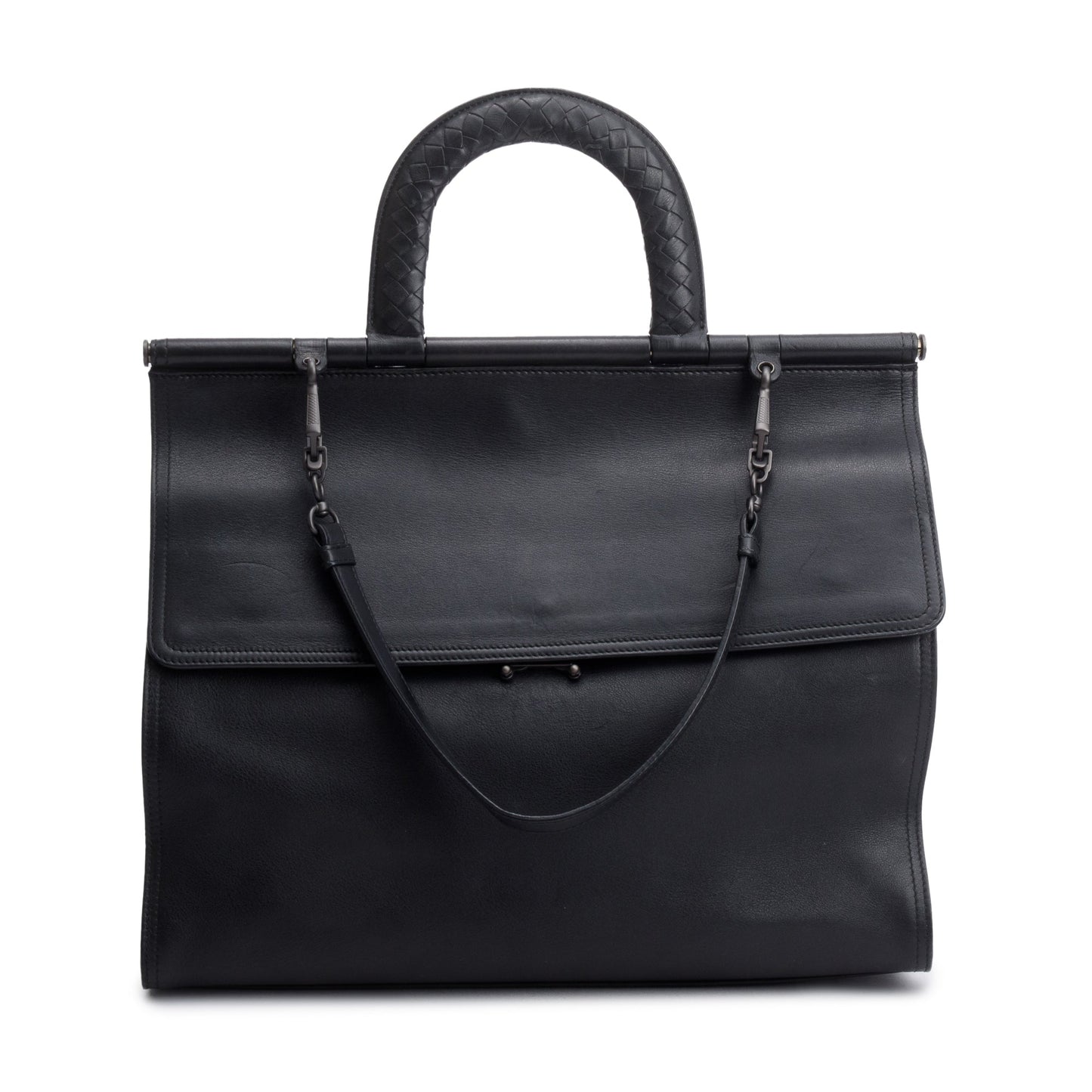 Bottega Veneta Top Handle Briefcase Travel Bag Leather Brown