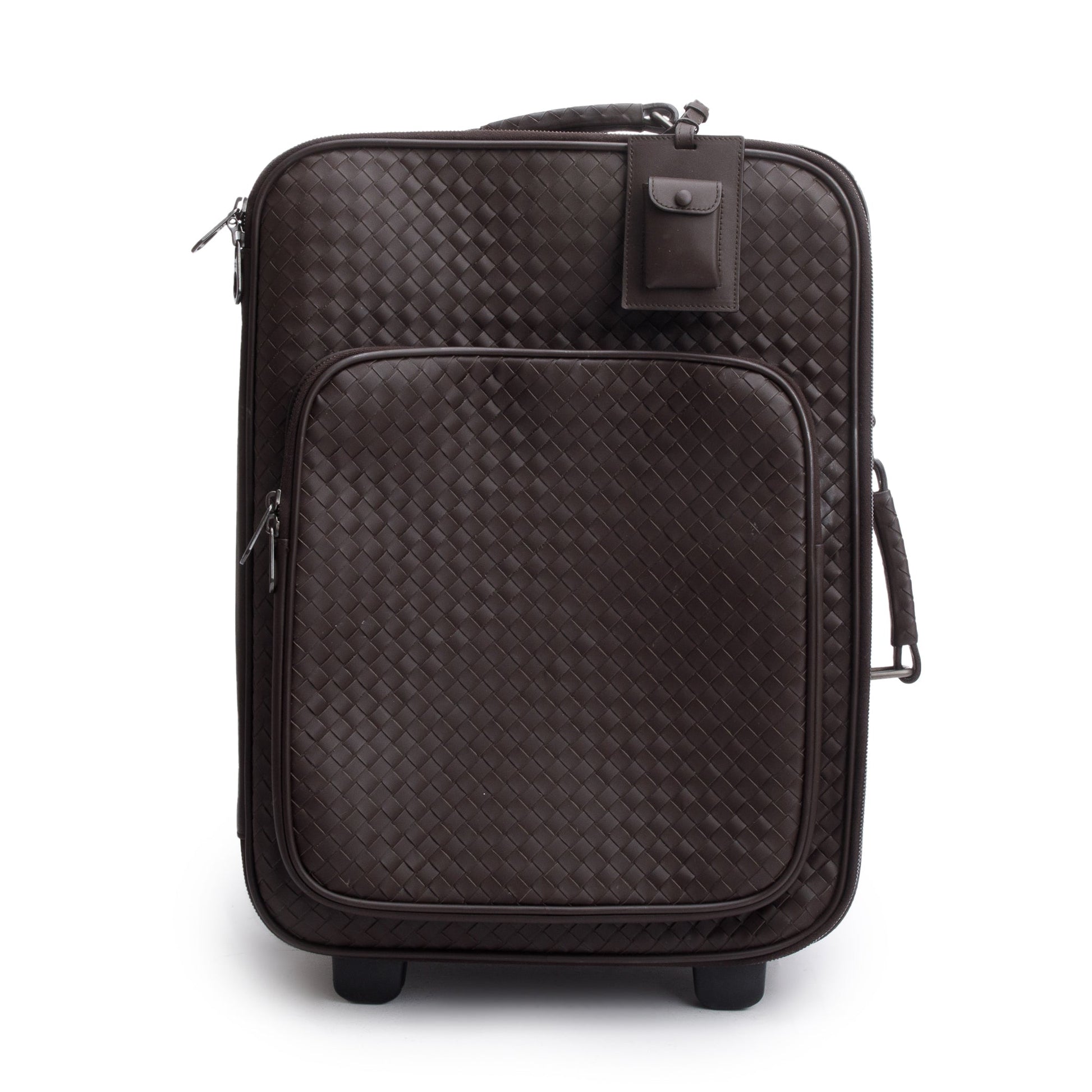 Bottega Veneta Intrecciato Carry On Trolly Suitecase Travel Bag Leather Brown