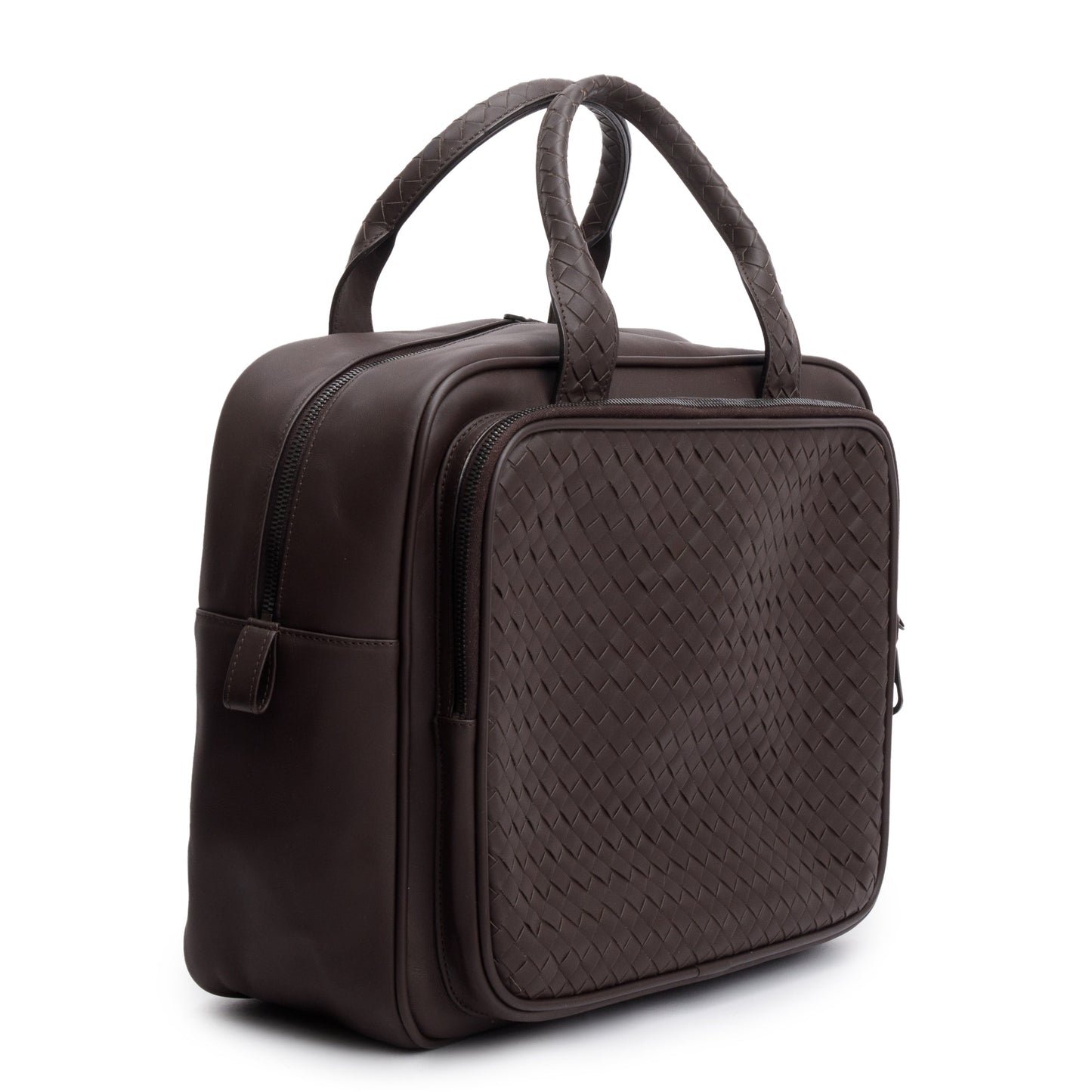 Bottega Veneta Intrecciato Top Handle Briefcase Travel Bag Leather Brown
