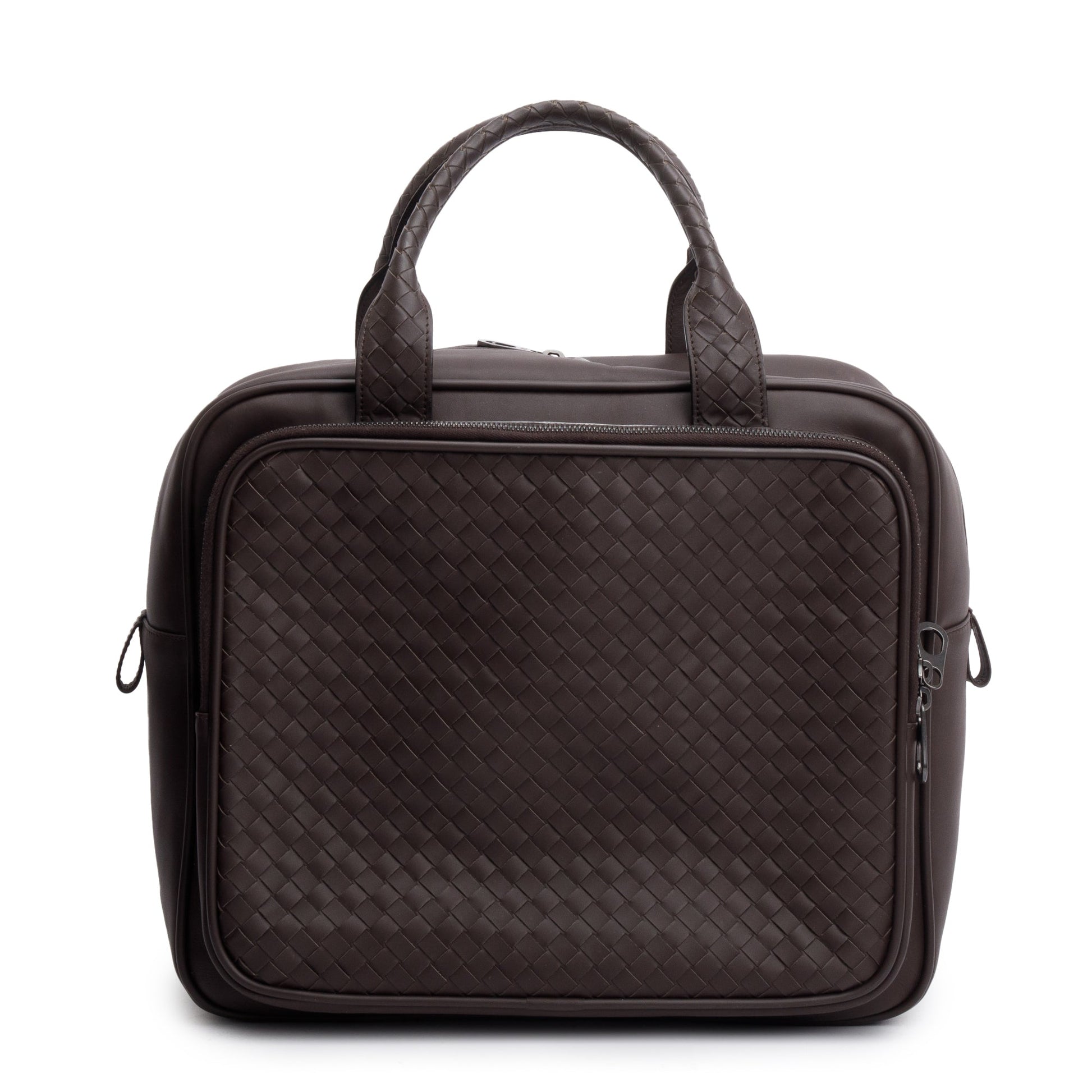 Bottega Veneta Intrecciato Top Handle Briefcase Travel Bag Leather Brown