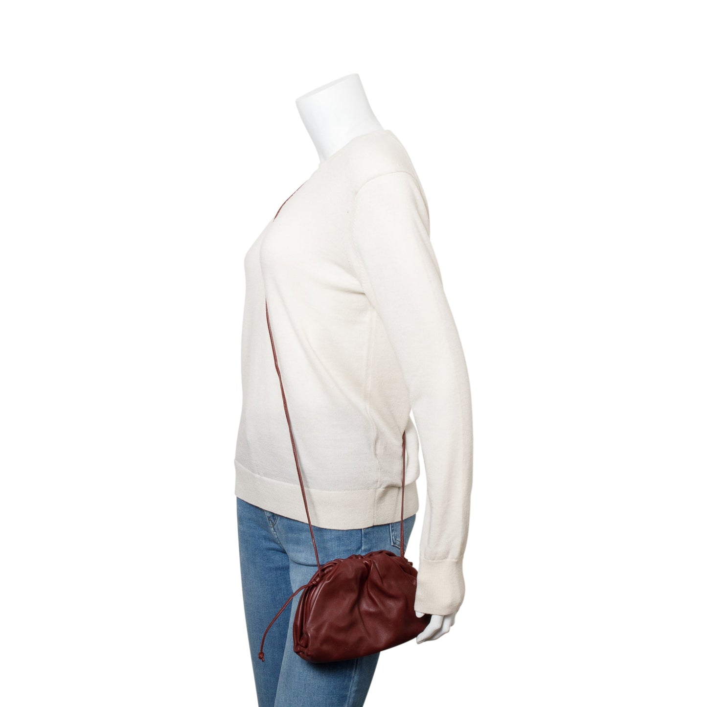 Bottega Veneta Burgundy Calfskin The Pouch Travel Bag Leather Mini