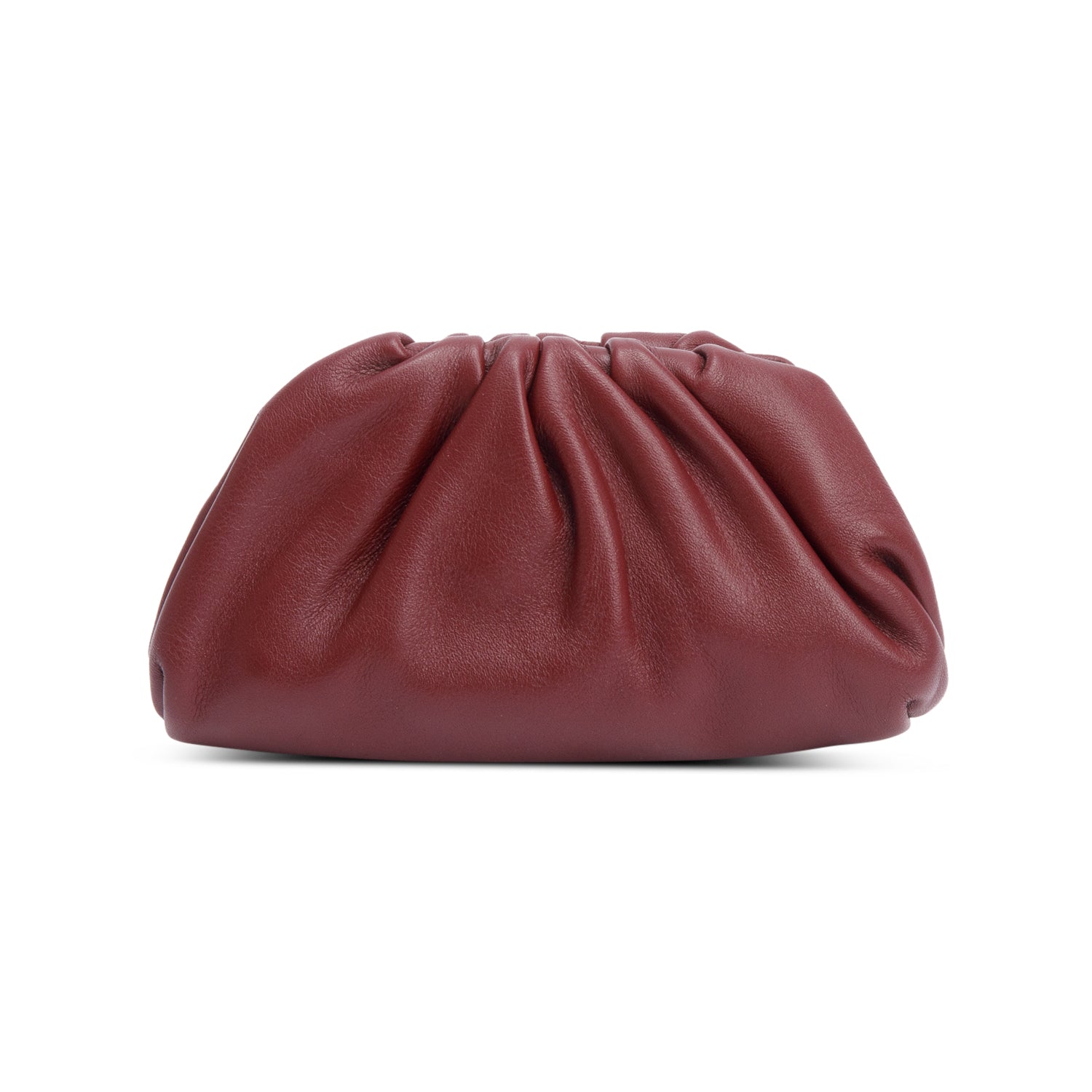 Bottega Veneta Burgundy Calfskin The Pouch Micro Travel Bag Leather