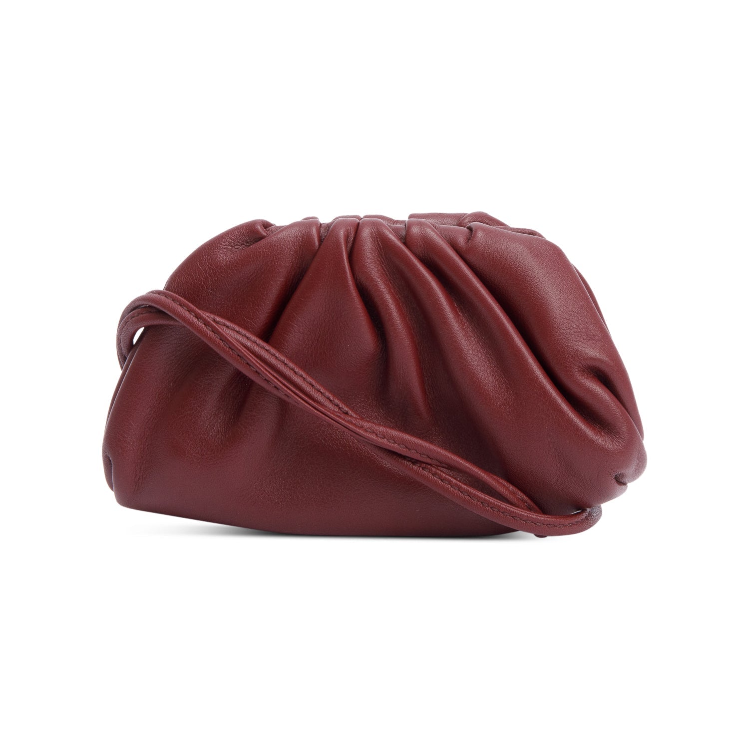 Bottega Veneta Burgundy Calfskin The Pouch Micro Travel Bag Leather