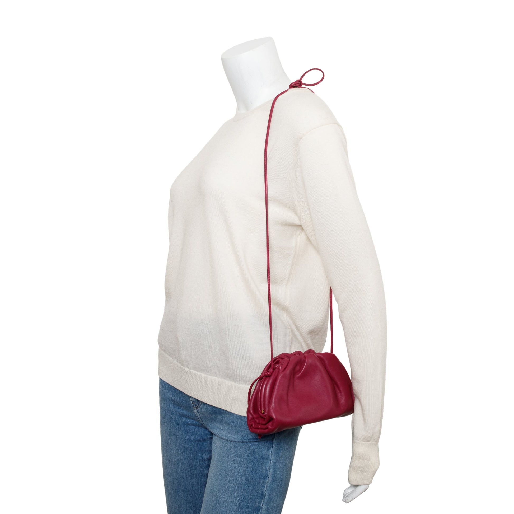 Bottega Veneta Maroon Intrecciato Pouch Crossbody Leather Mini Crossbody Bag