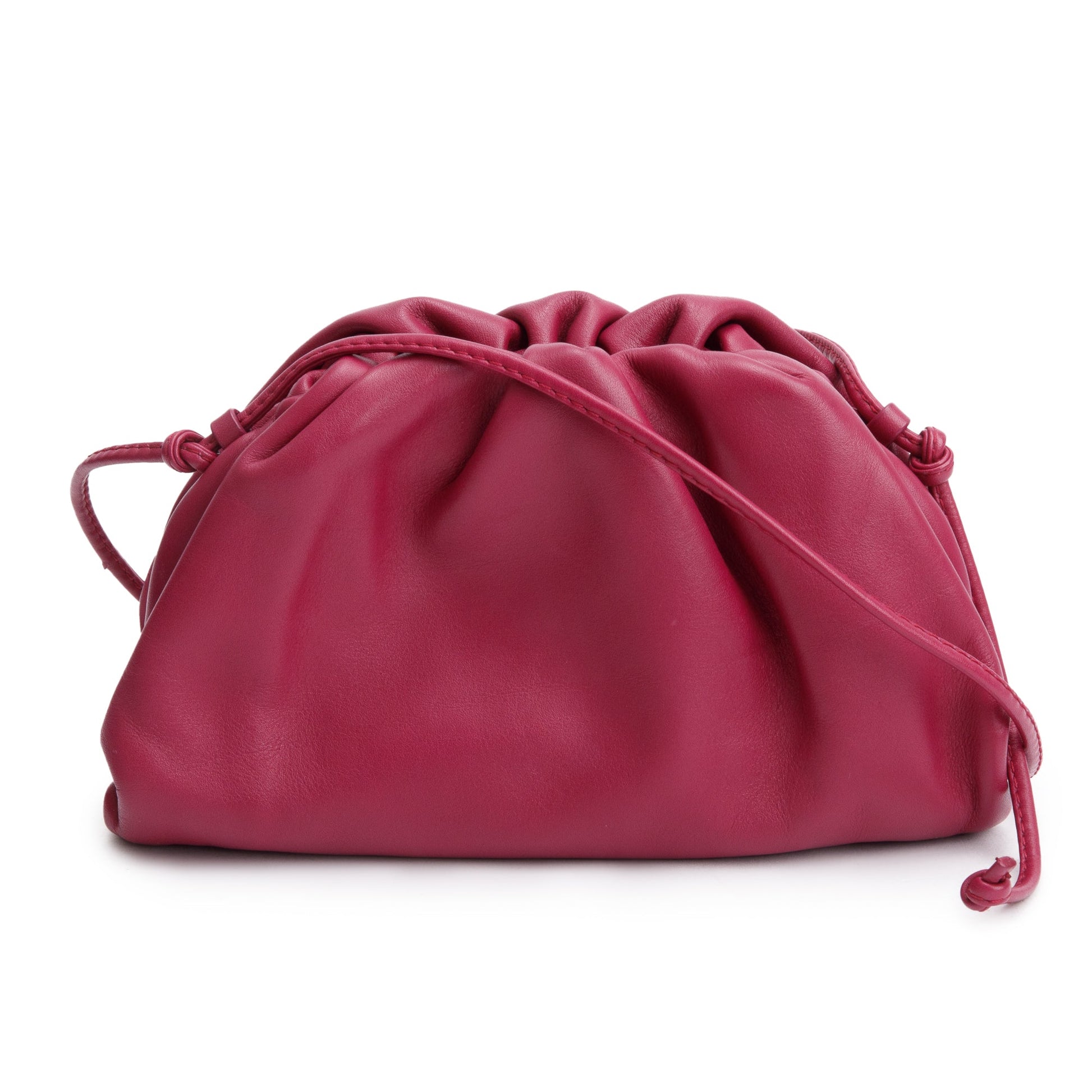 Bottega Veneta Maroon Intrecciato Pouch Crossbody Leather Mini Crossbody Bag