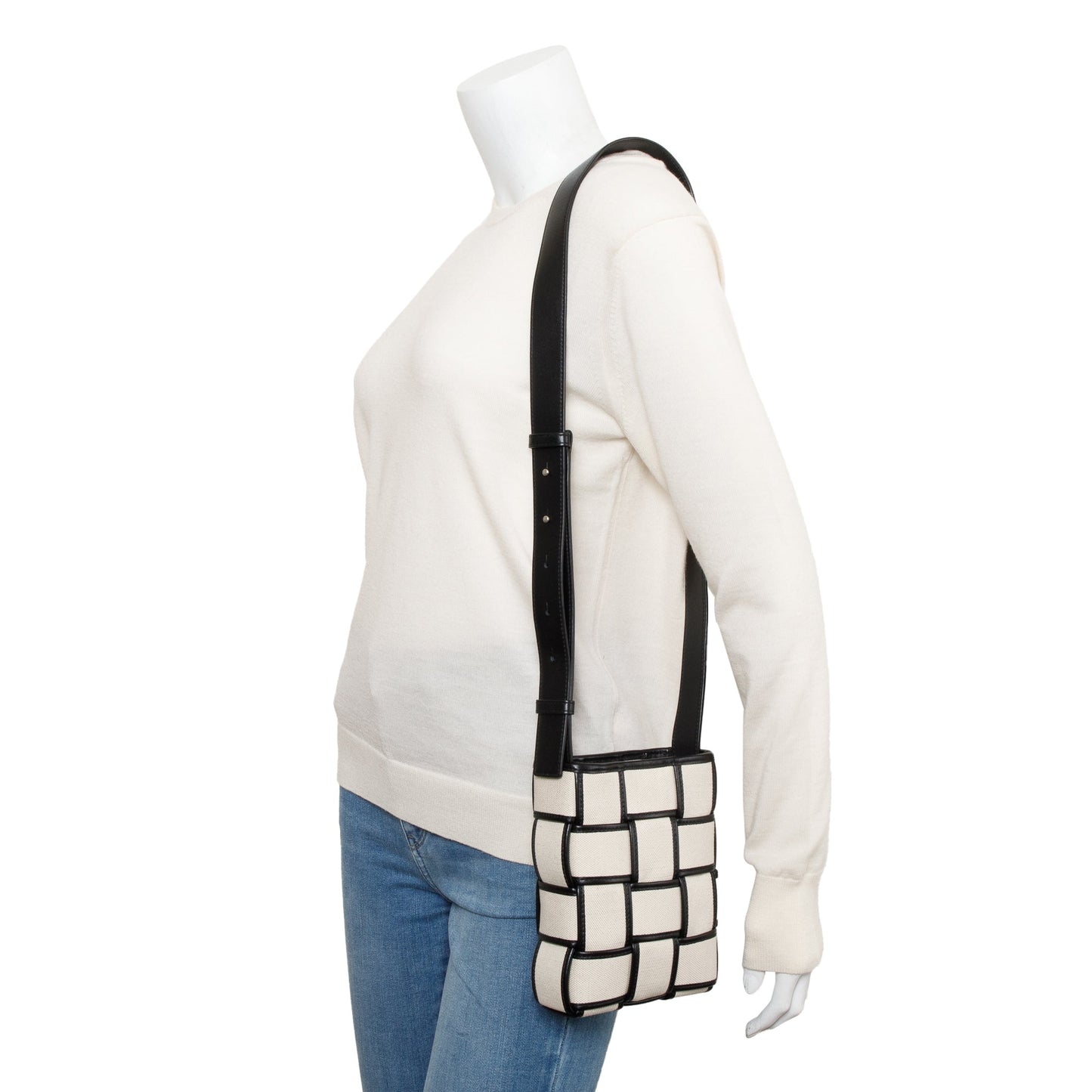 Bottega Veneta Neutral Intrecciato Trim Cassette Bucket Bag Leather Canvas
