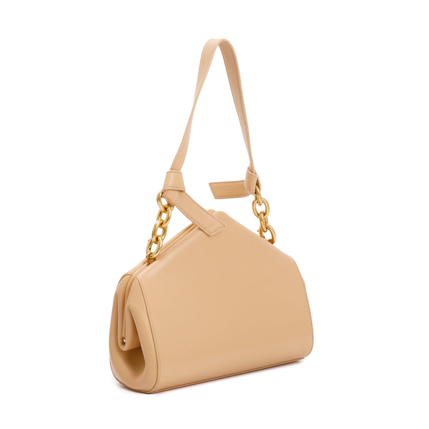 Bottega Veneta Neutral The Tip Handle Bag Leather Travel Bag