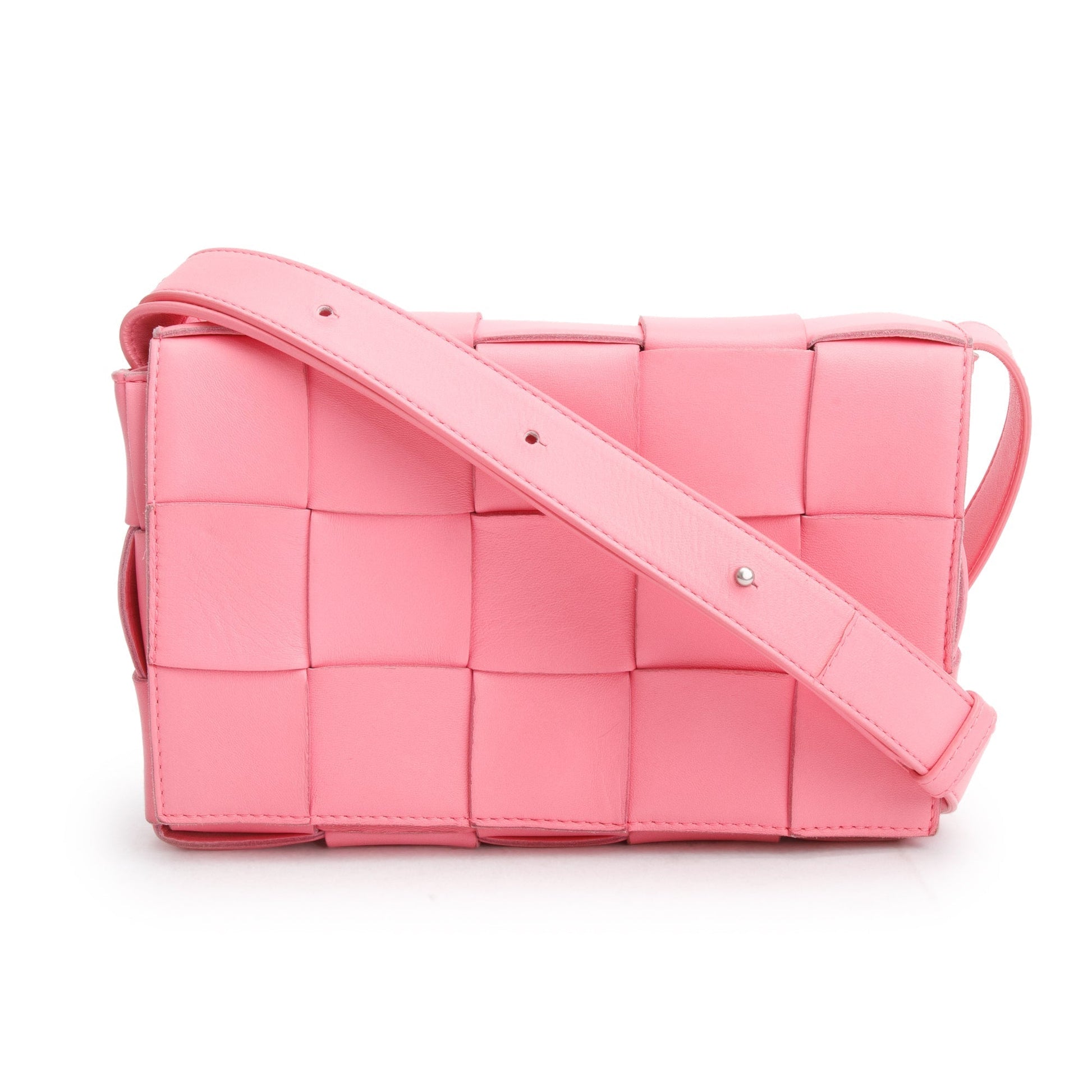 Bottega Veneta Intrecciato Classic Cassette Bag Leather Pink Travel Bag