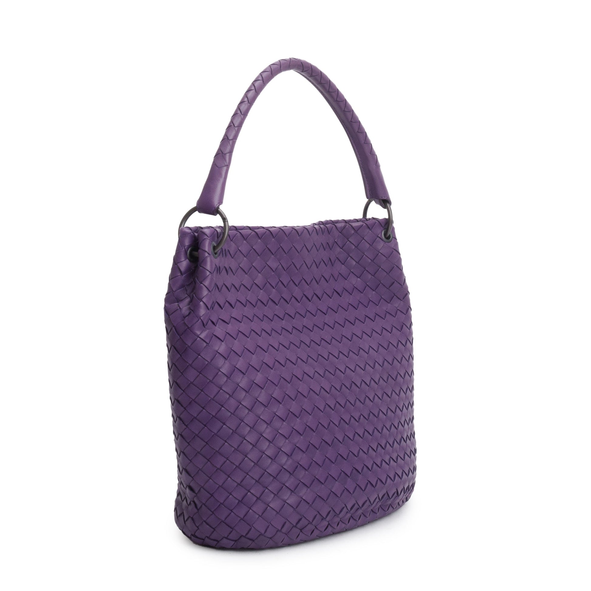 Bottega Veneta Purple Intrecciato Parachute Hobo Leather Travel Bag