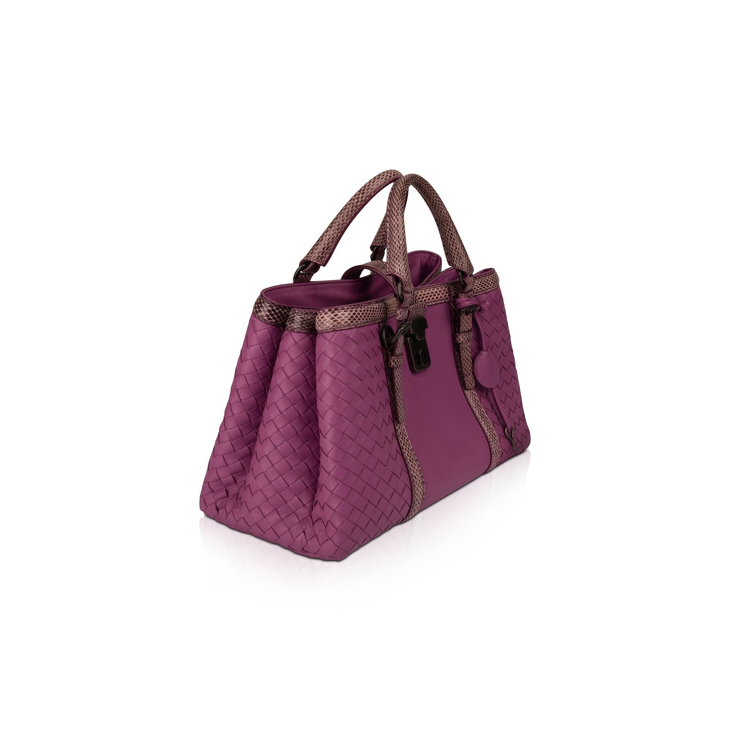 Bottega Veneta Snakeskin Trimmed Intrecciato Roma Bag Travel Bag