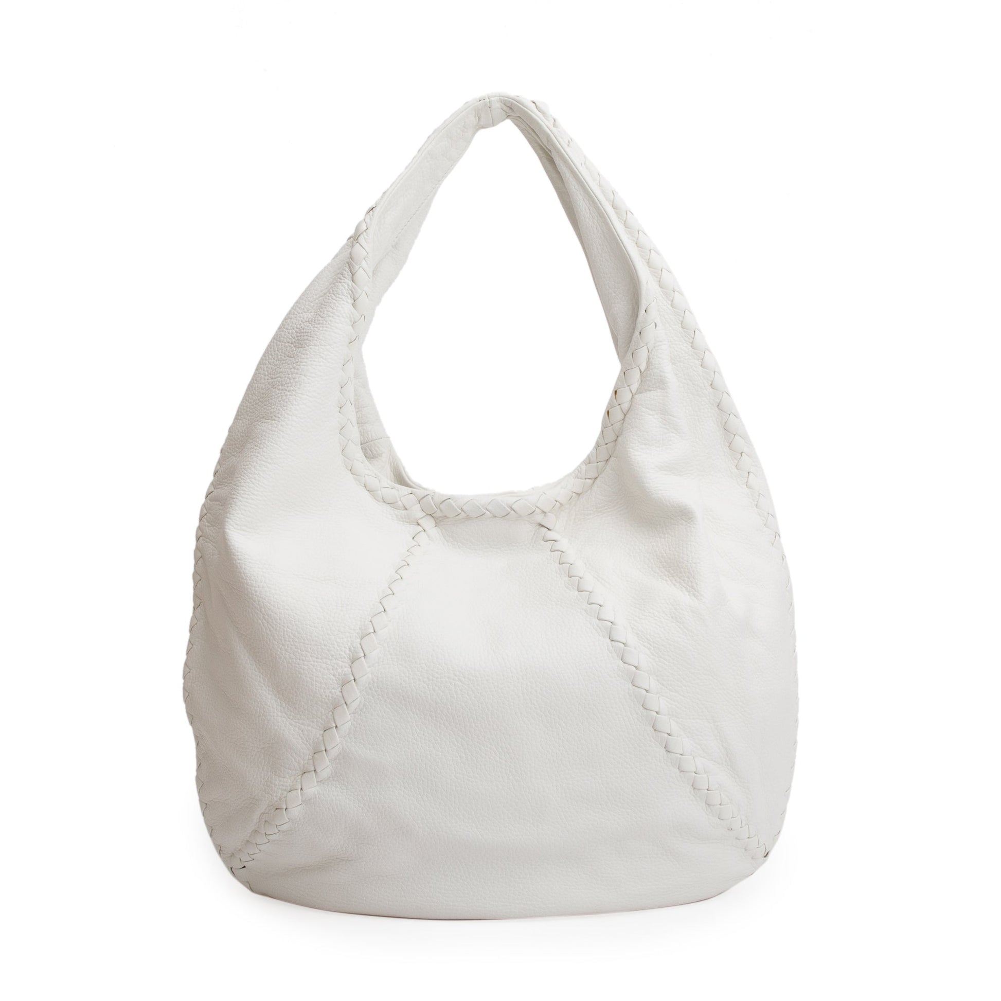Bottega Veneta Intrecciato Cervo Hobo Leather White Travel Bag