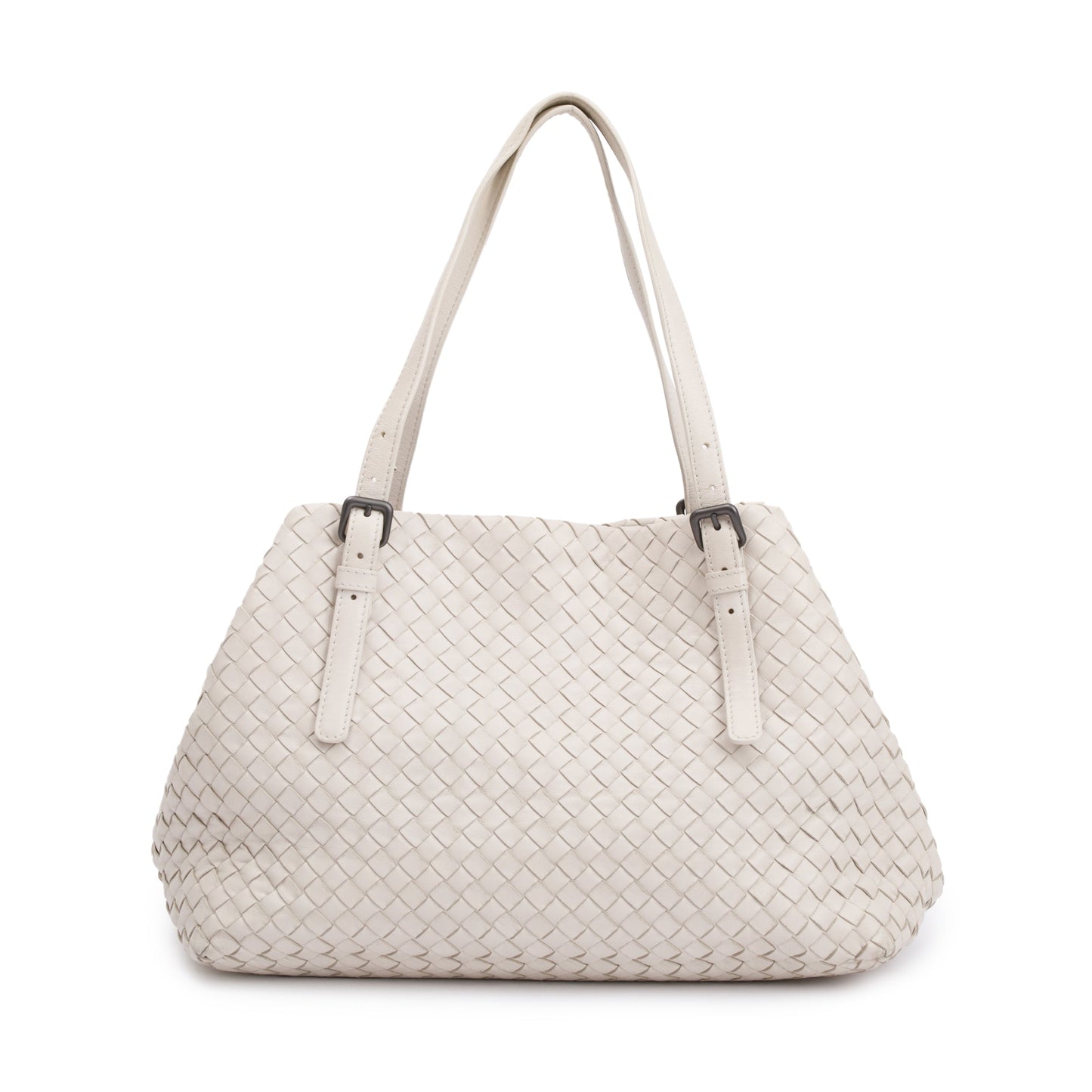 Bottega Veneta Intrecciato Cesta Tote Leather White Tote Bag