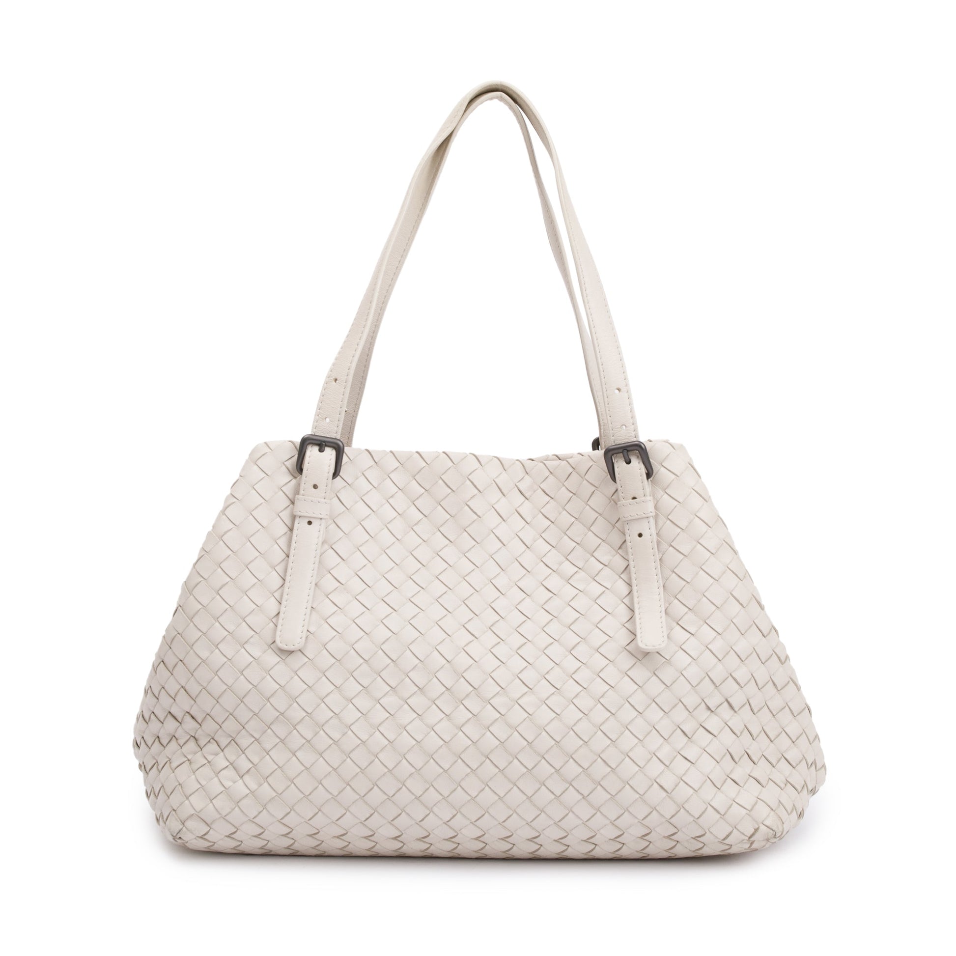 Bottega Veneta Intrecciato Cesta Tote Leather White Tote Bag