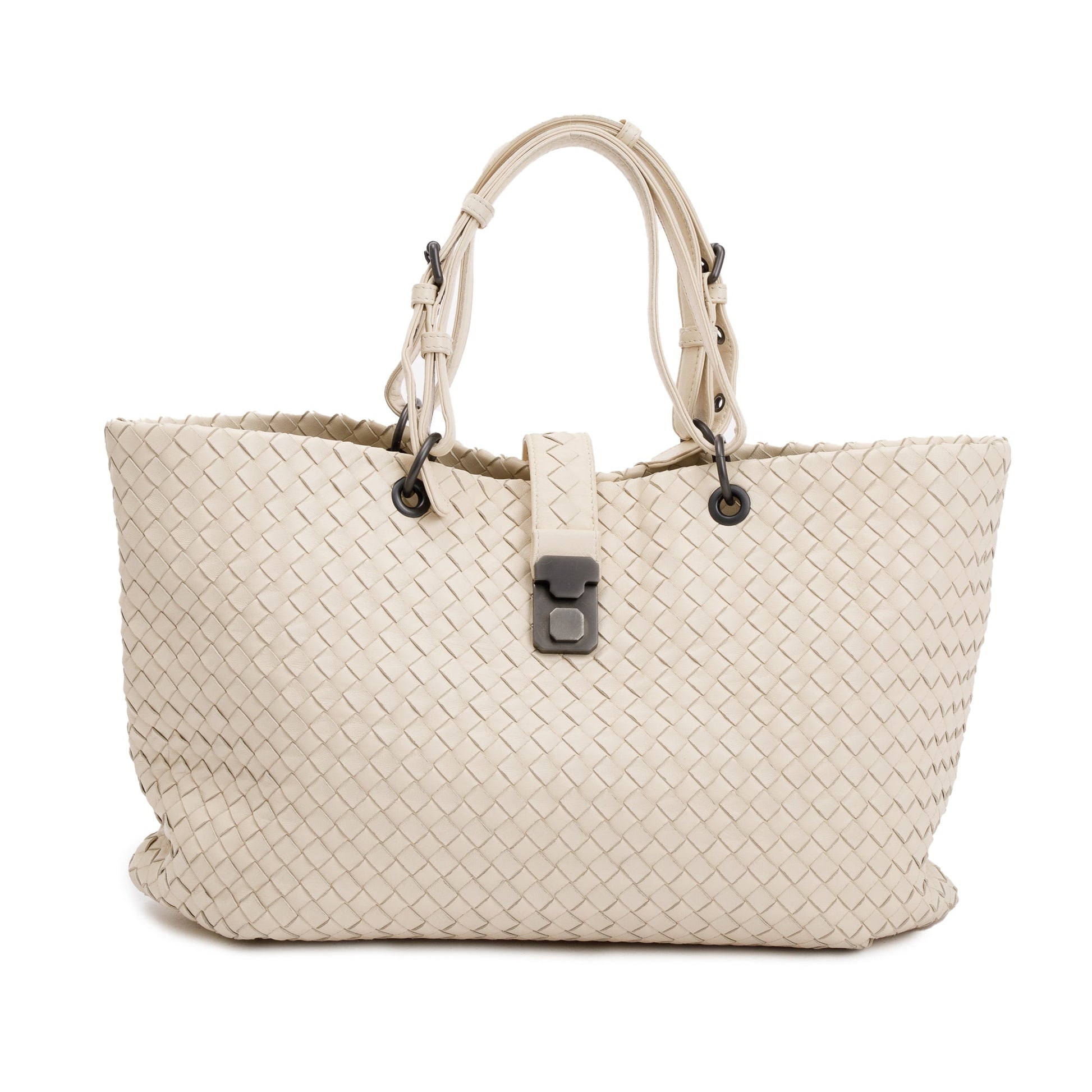 Bottega Veneta Intrecciato Nappa Capi Tote Leather White Tote Bag