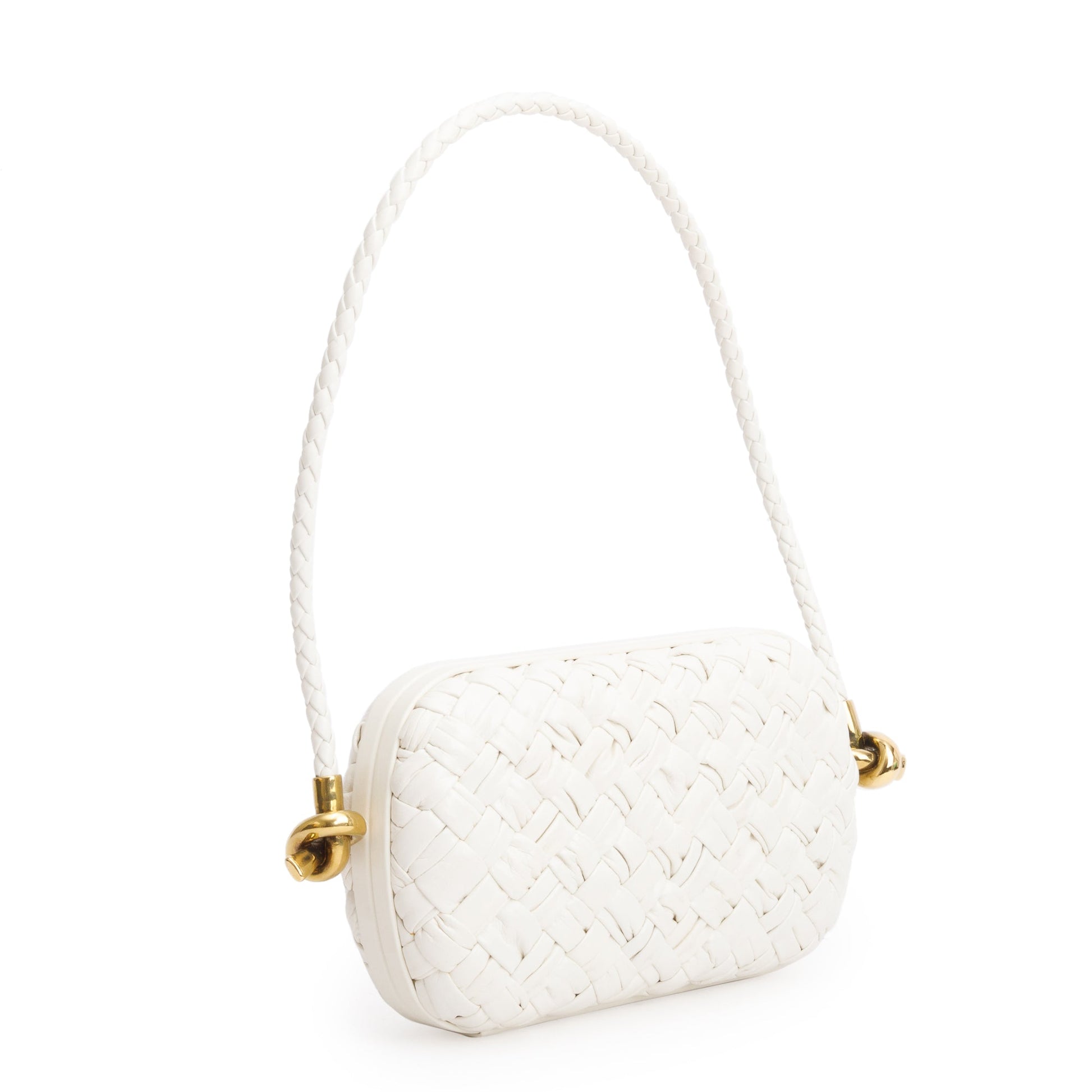 Bottega Veneta Intreccio Mini Loop Metal Knots On Strap Leather Woven Clutch Bag