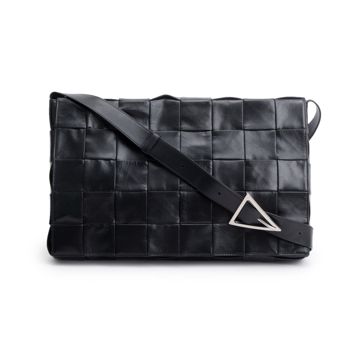 Bottega Veneta en Intrecciato Maxi Cassette Messenger Bag Leather Black Travel Bag