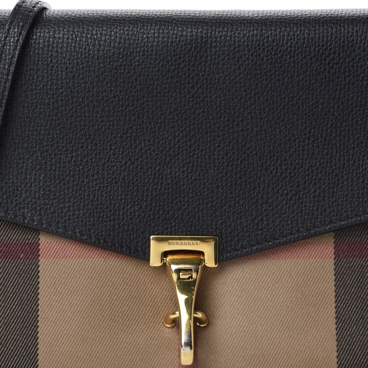 Burberry Macken Ho Check Crossbody Bag Leather Black Small
