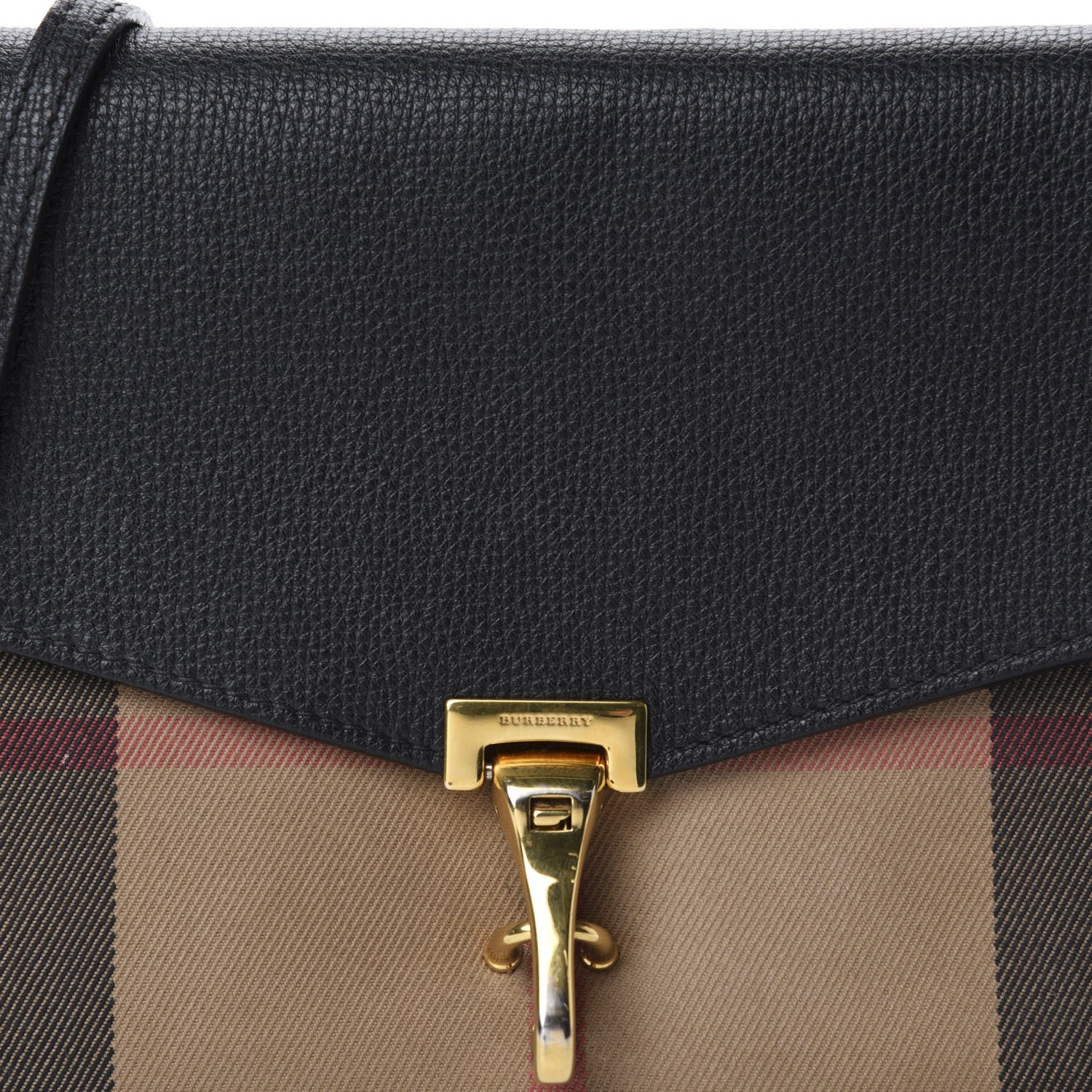 Burberry Macken Ho Check Crossbody Bag Leather Black Small